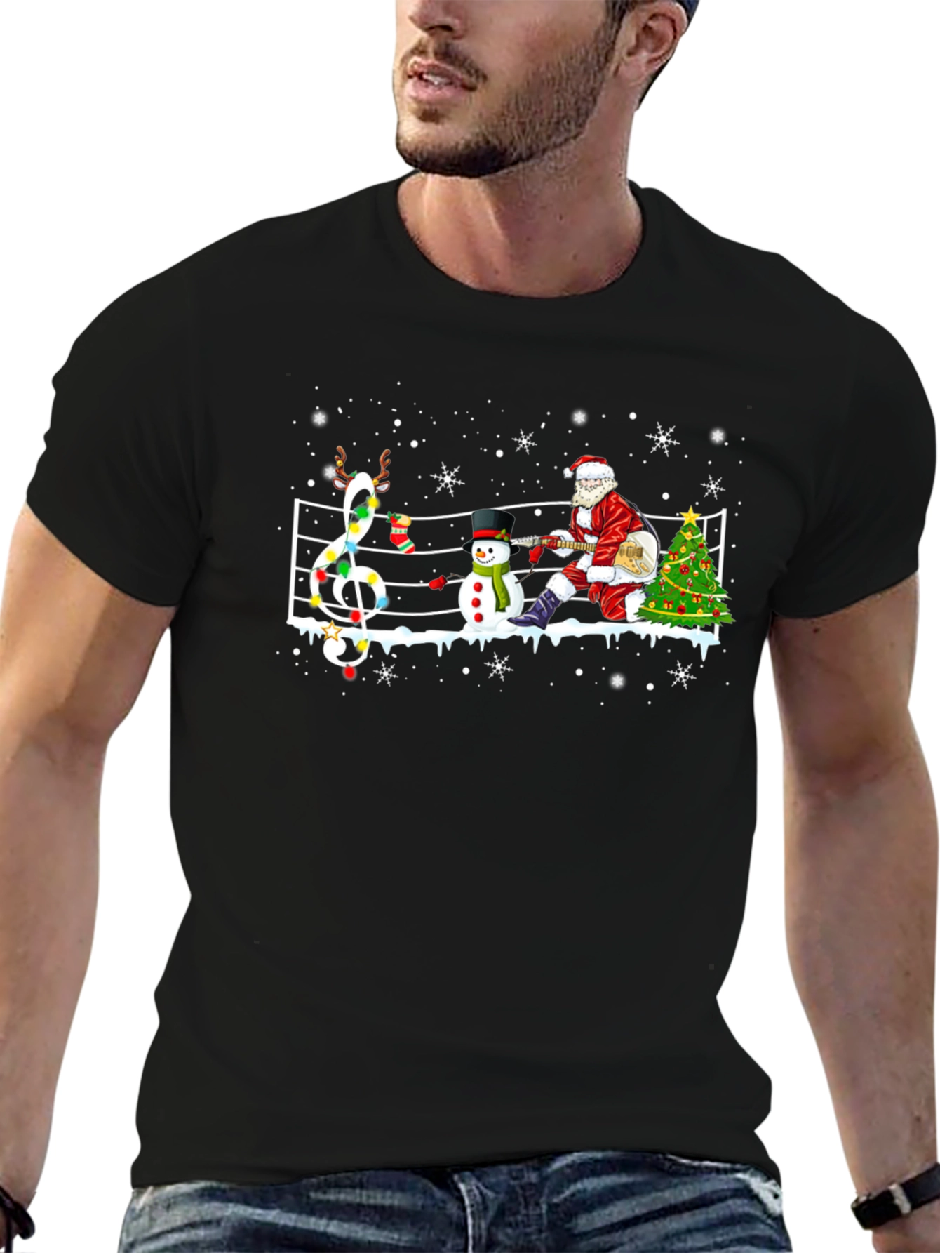 Christmas Music Santa Mens Tee