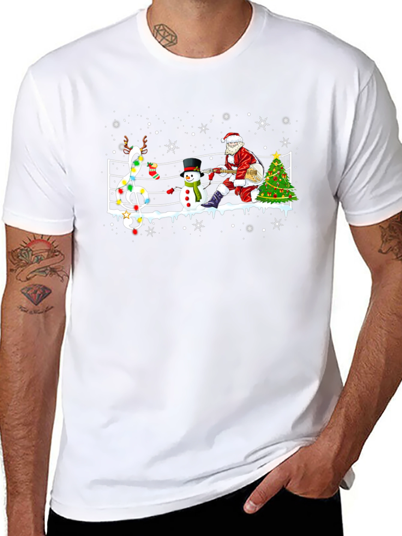 Christmas Music Santa Mens Tee