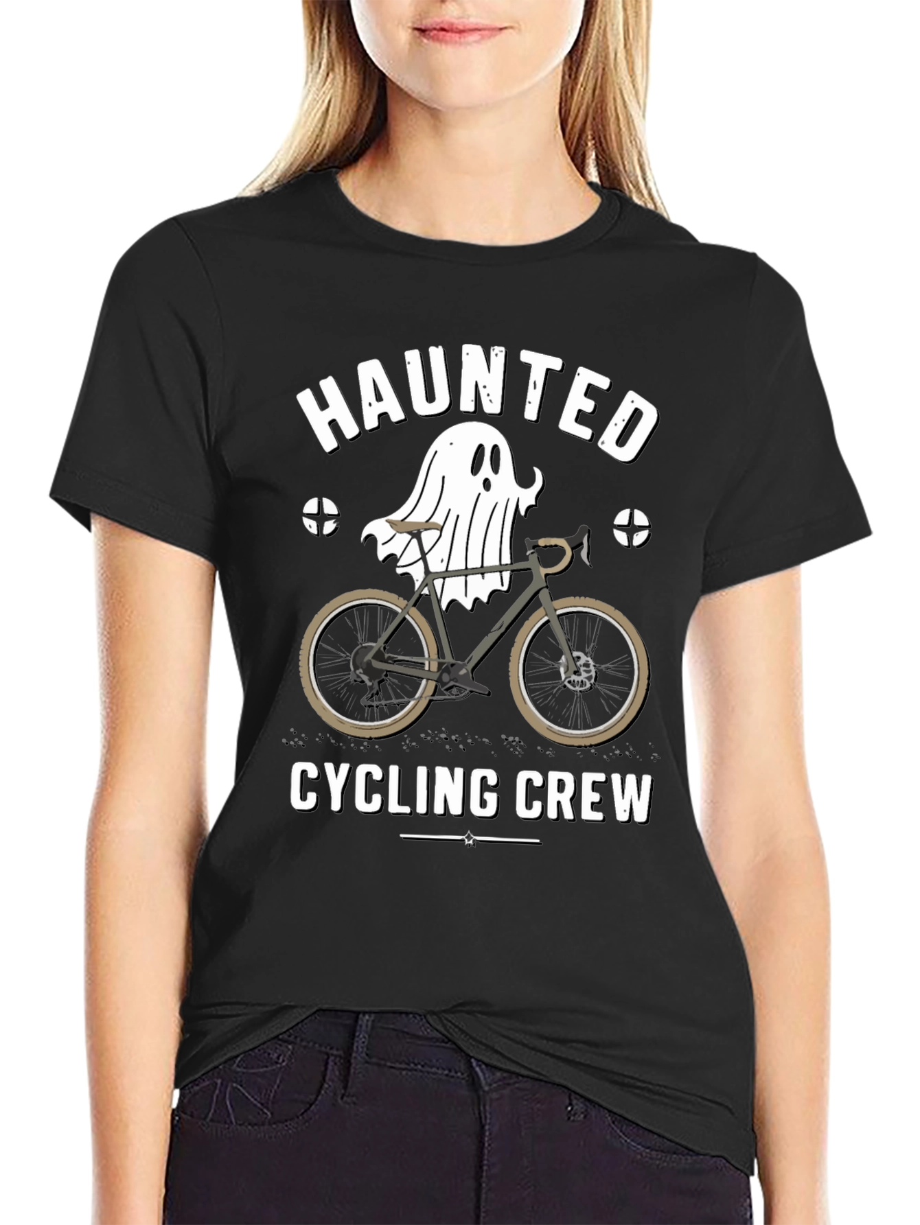 Haunted Cycling Crew Black T-Shirt