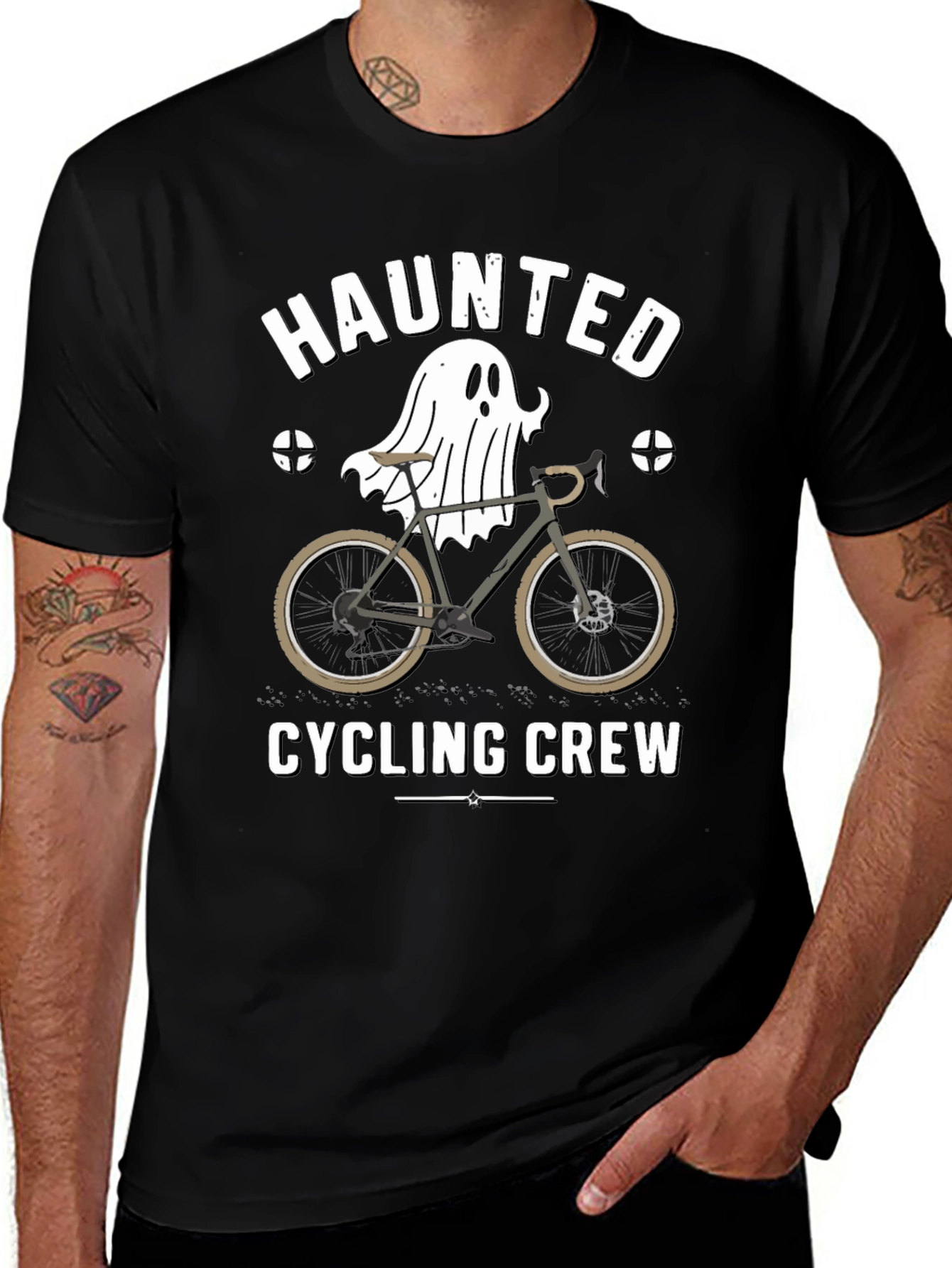 Haunted Cycling Crew Black T-Shirt