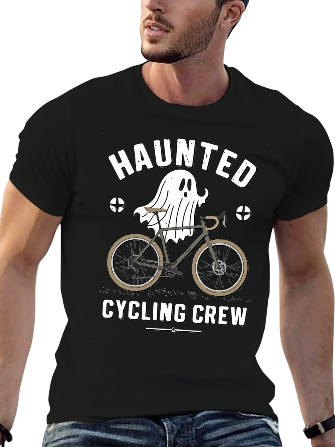 Haunted Cycling Crew Black T-Shirt