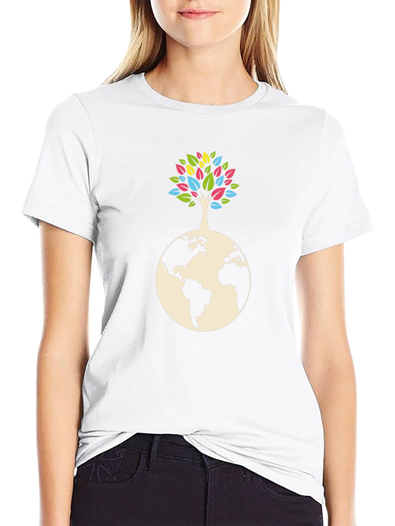 Earth Tree Graphic Tee - Black Cotton Blend Shirt