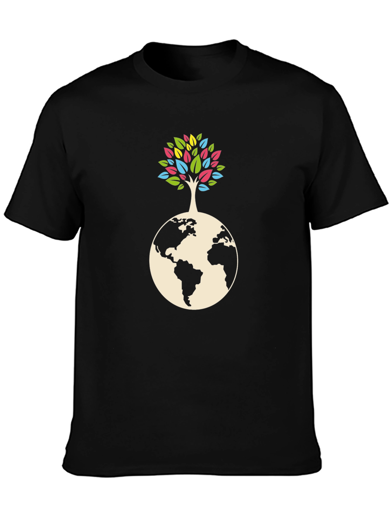 Earth Tree Graphic Tee - Black Cotton Blend Shirt