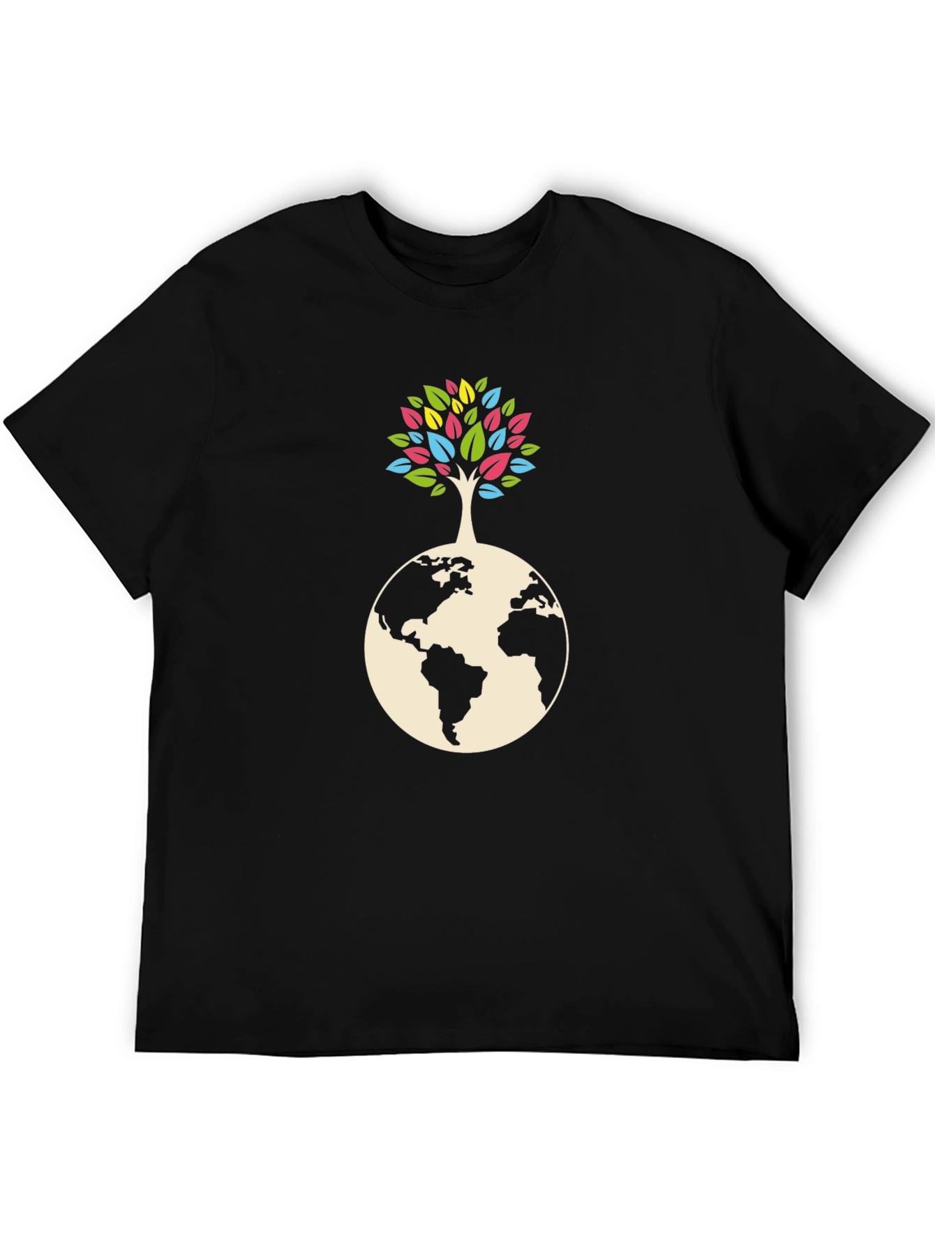 Earth Tree Graphic Tee - Black Cotton Blend Shirt