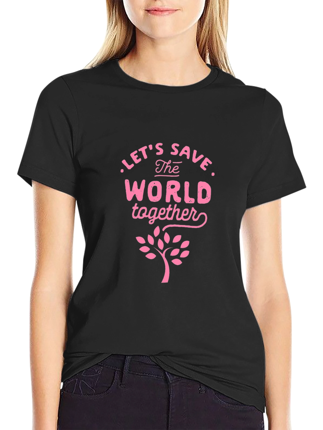 Eco-Friendly Save the World Graphic Tee - Black