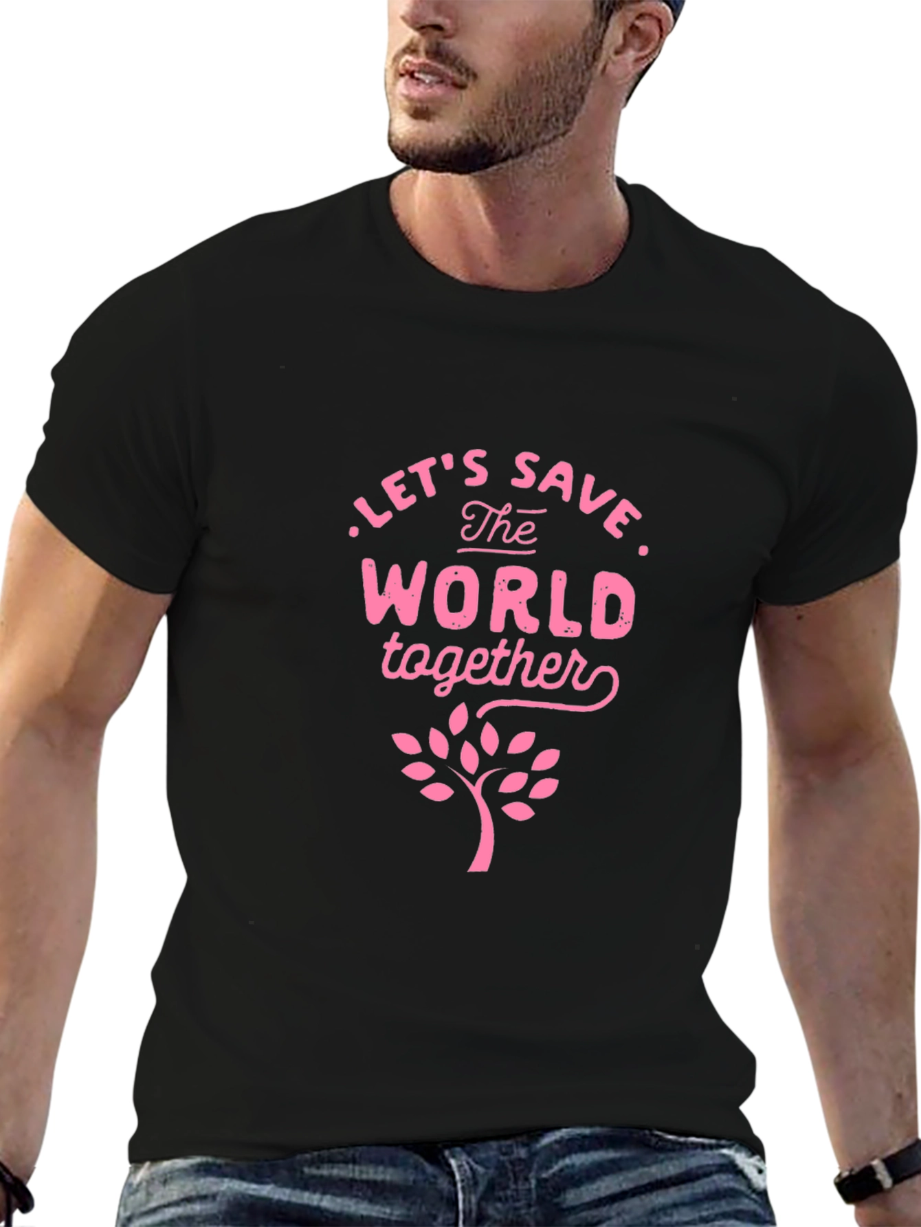 Eco-Friendly Save the World Graphic Tee - Black