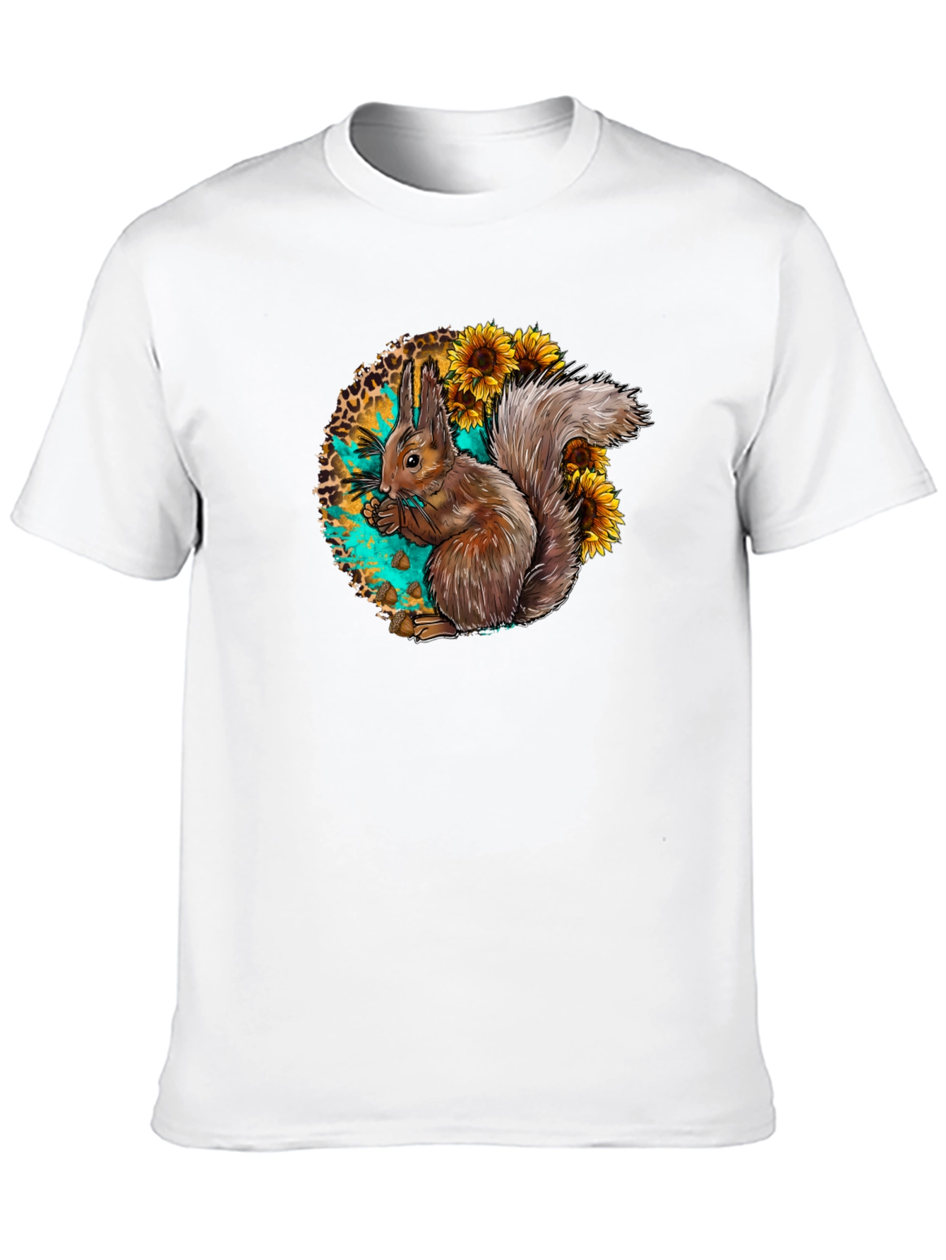 Squirrel & Sunflower Graphic Tee - Mens Black T-Shirt