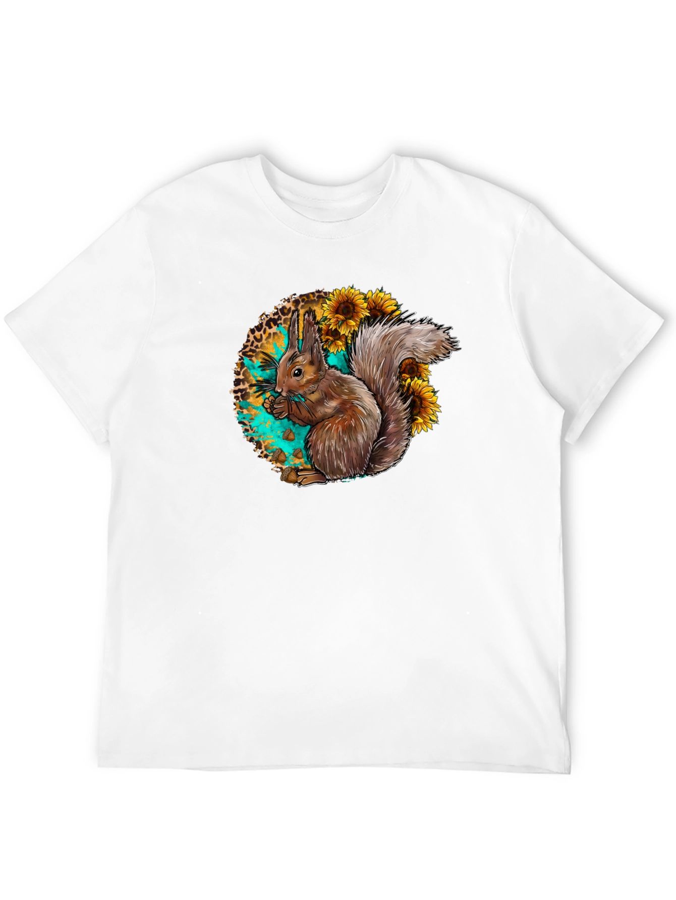 Squirrel & Sunflower Graphic Tee - Mens Black T-Shirt