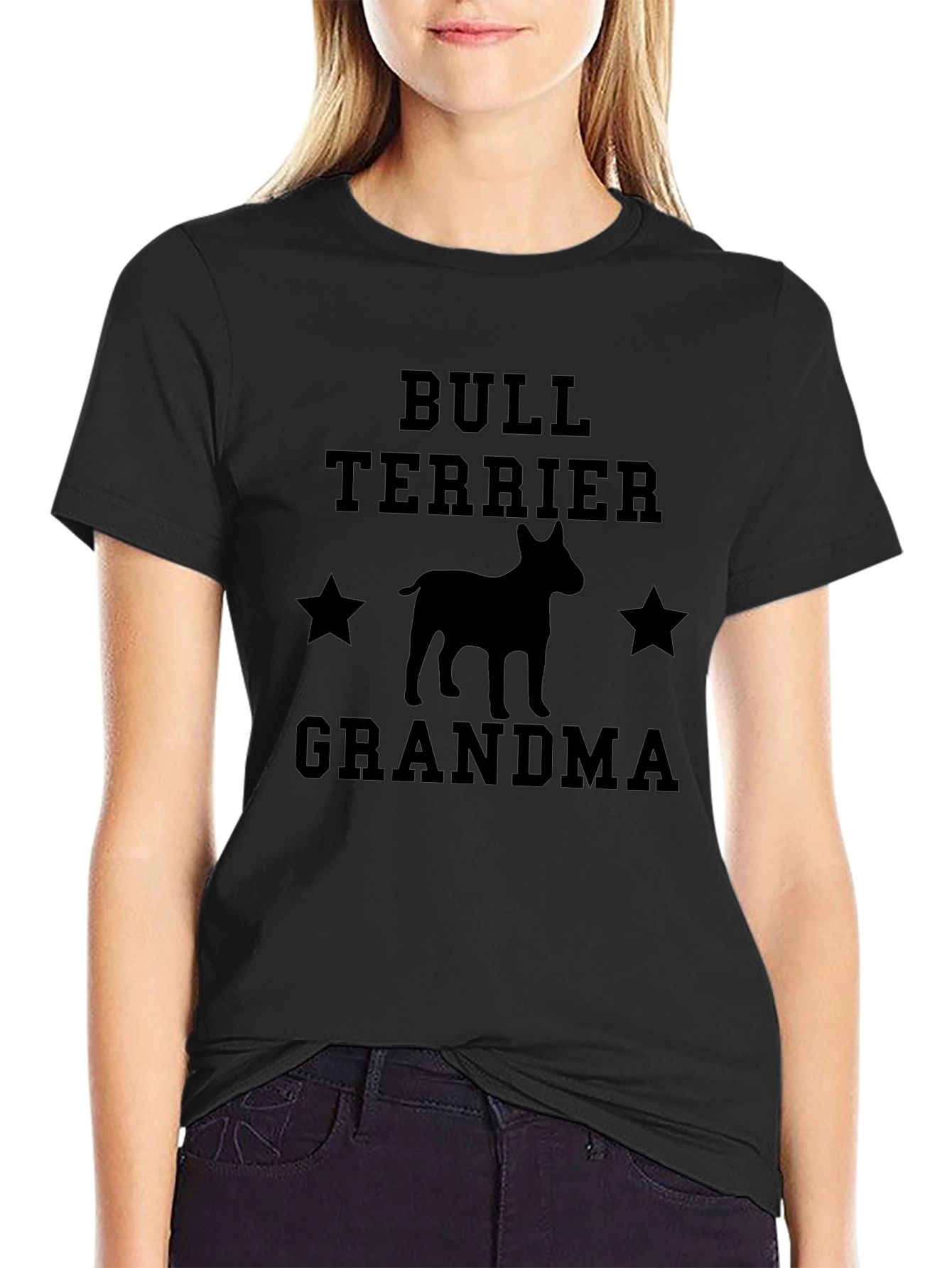 Bull Terrier Grandma Black T-Shirt