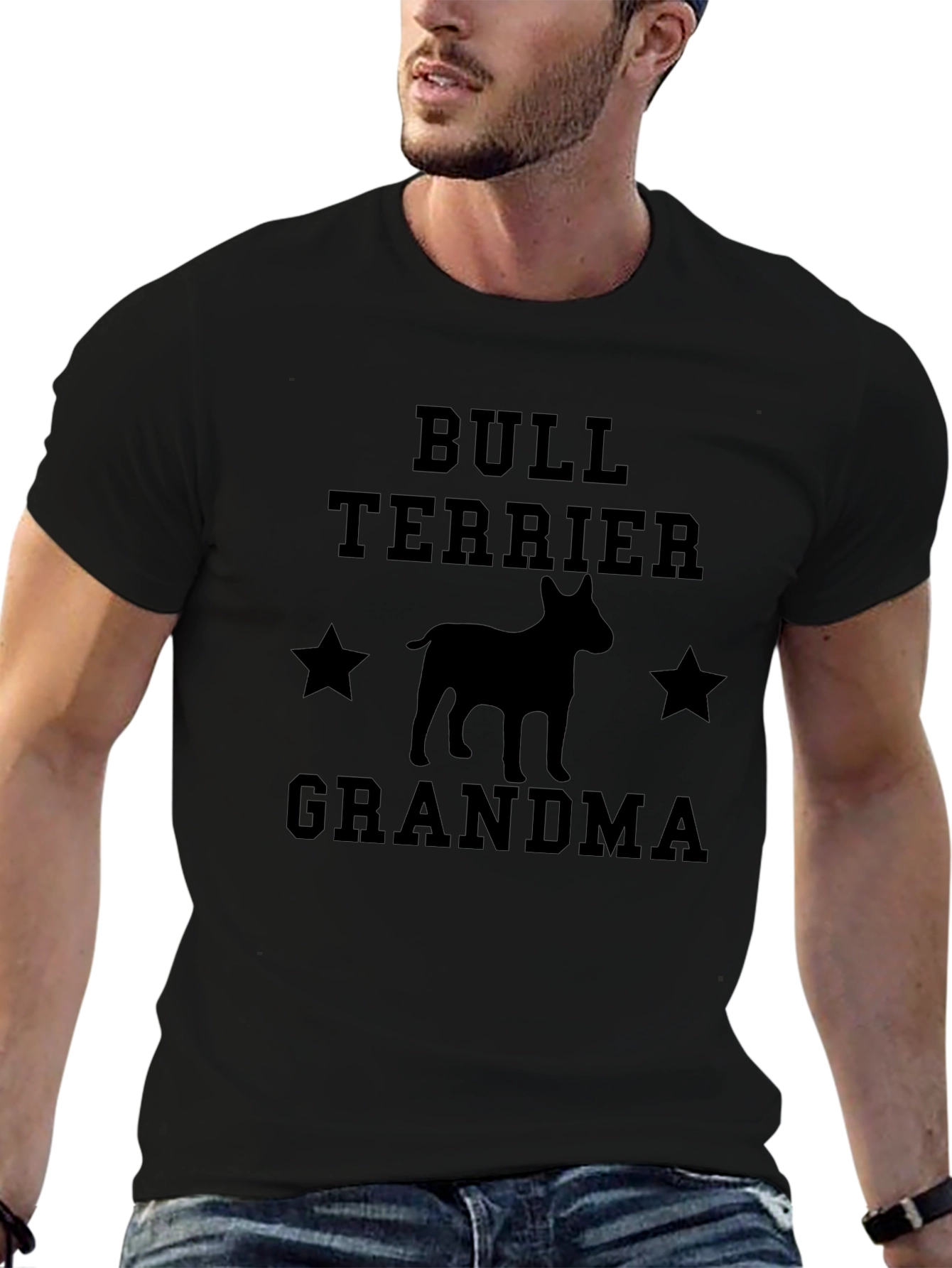 Bull Terrier Grandma Black T-Shirt