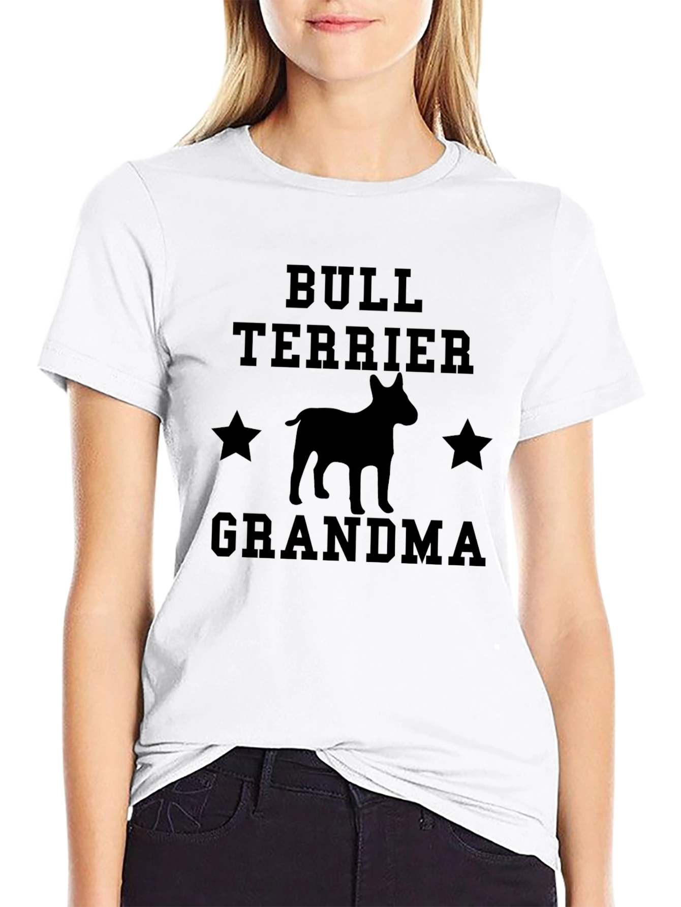Bull Terrier Grandma Black T-Shirt