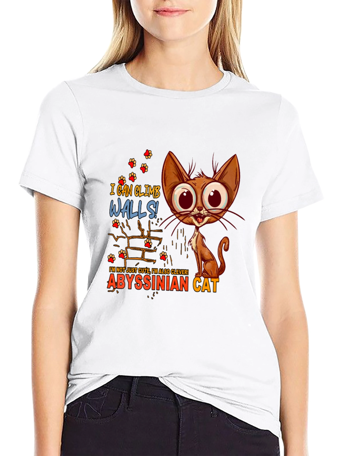 Abyssinian Cat T-Shirt - I Can Climb Walls!