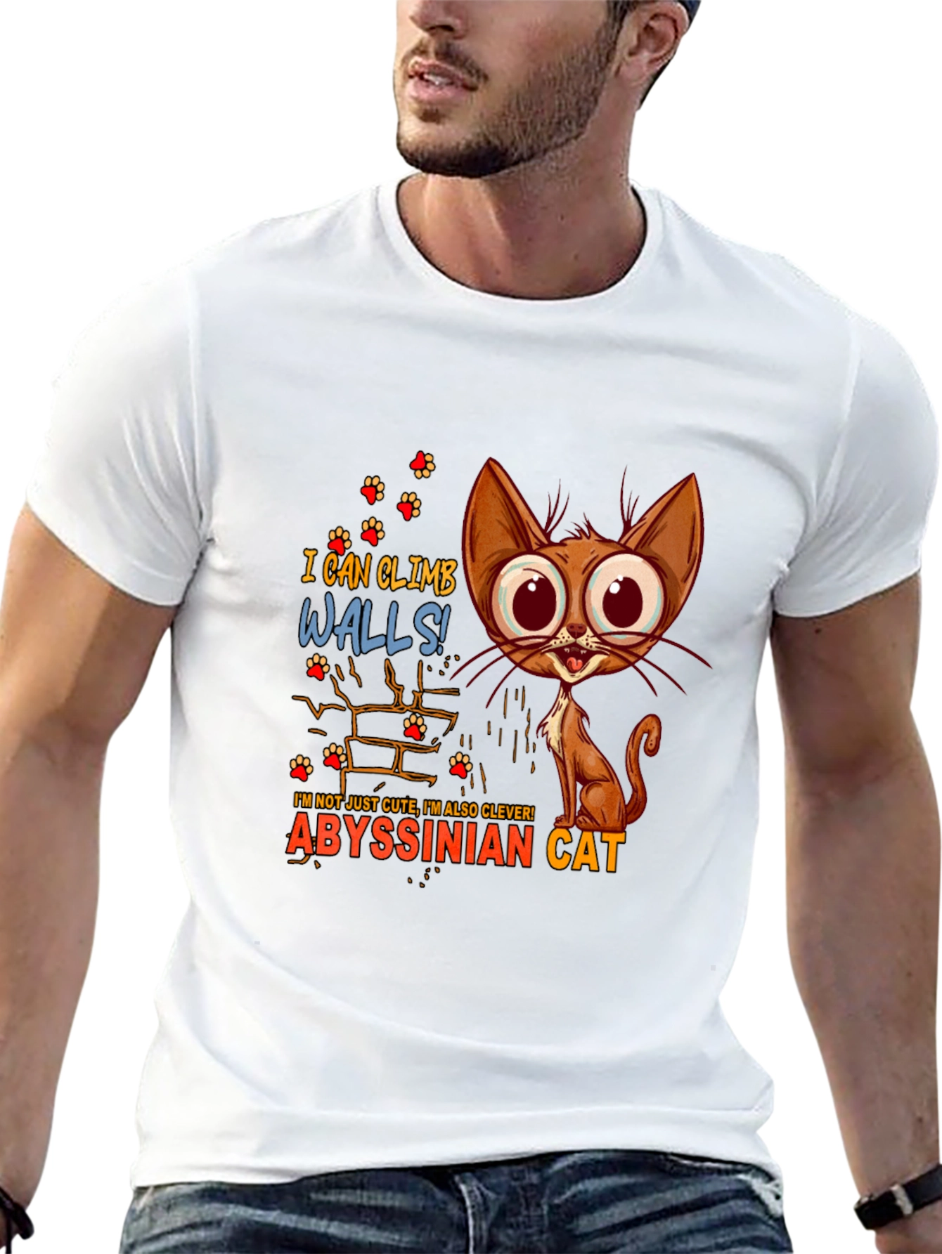 Abyssinian Cat T-Shirt - I Can Climb Walls!