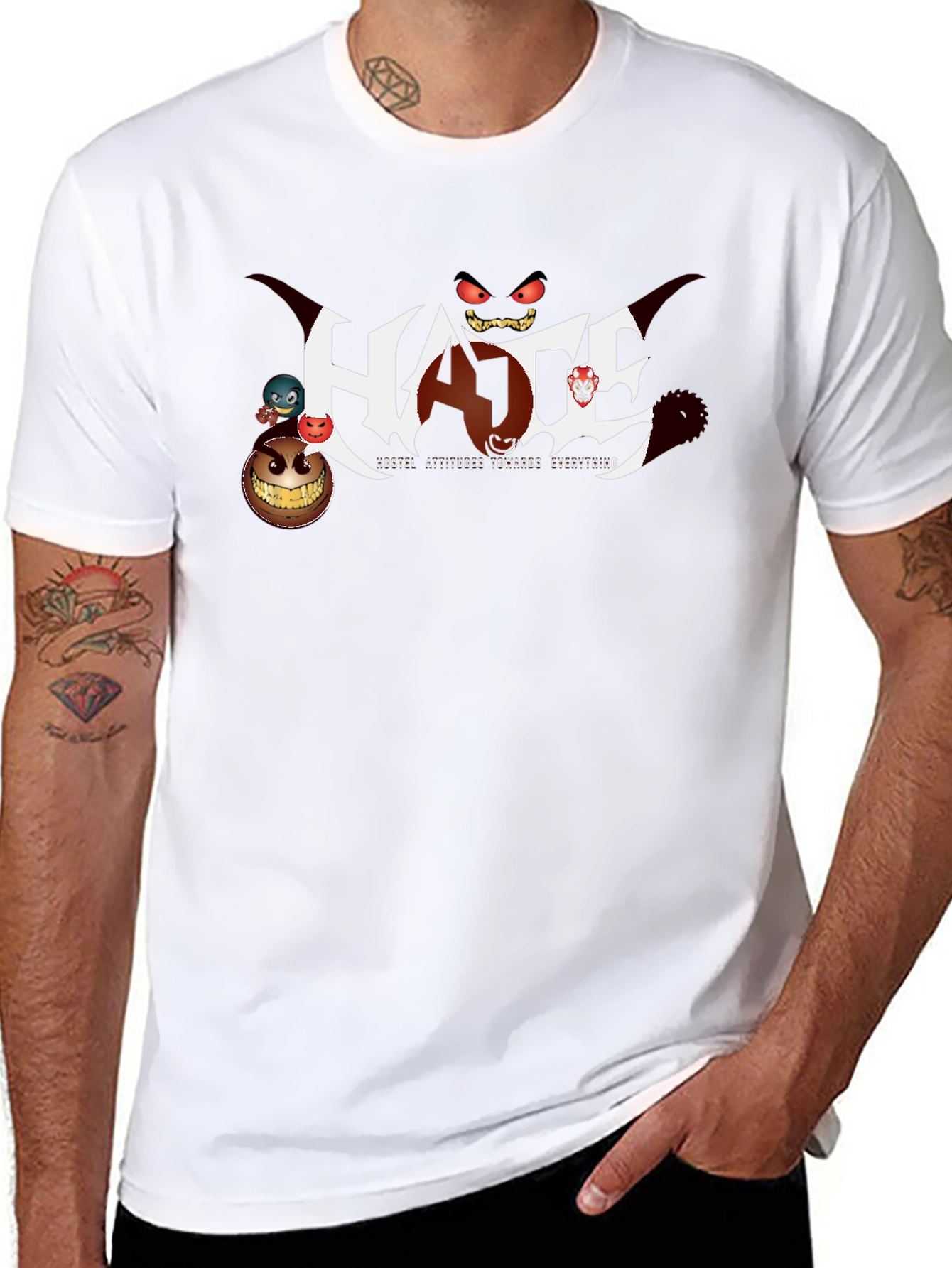 HATE Hostile Attitudes Black Graphic Tee