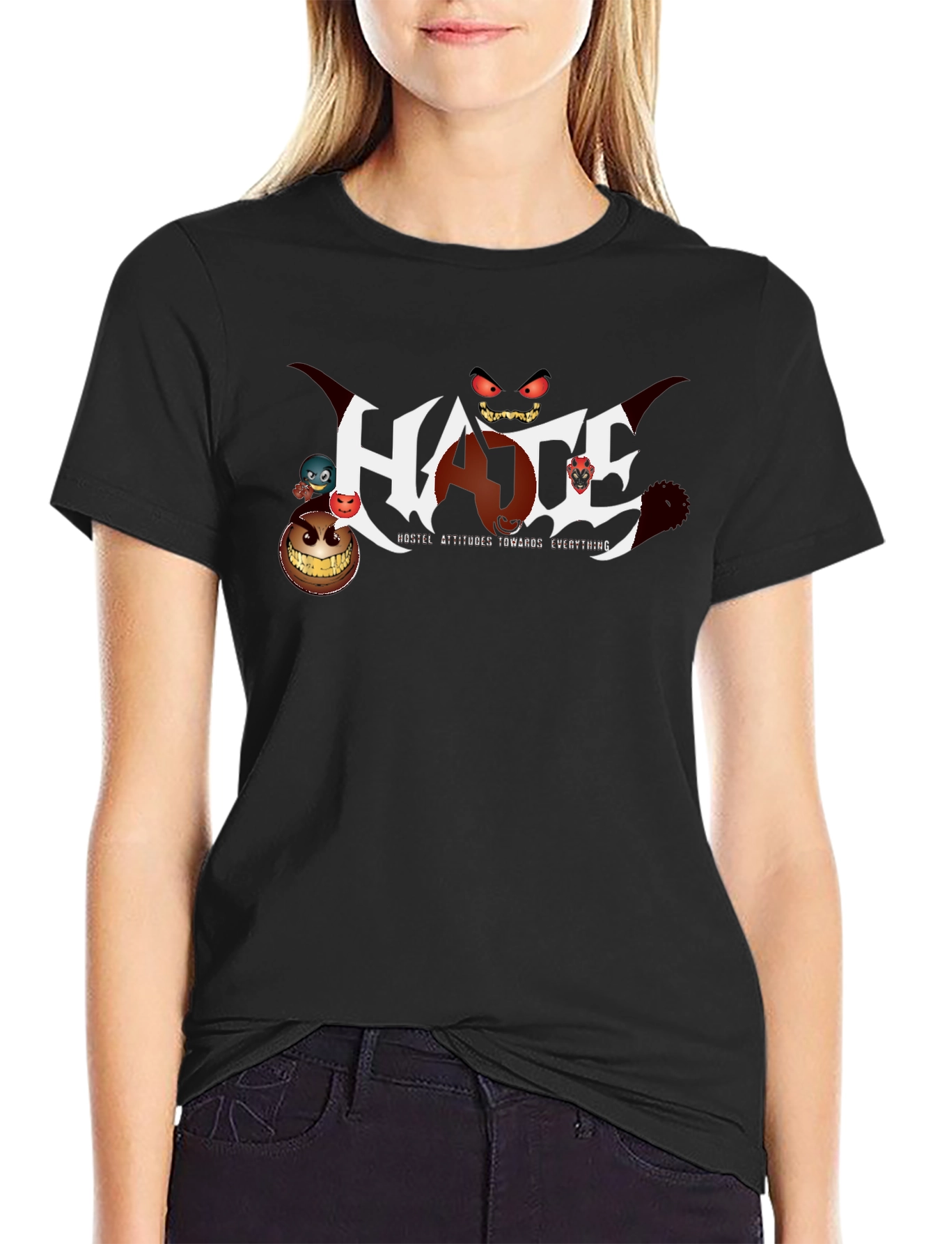 HATE Hostile Attitudes Black Graphic Tee