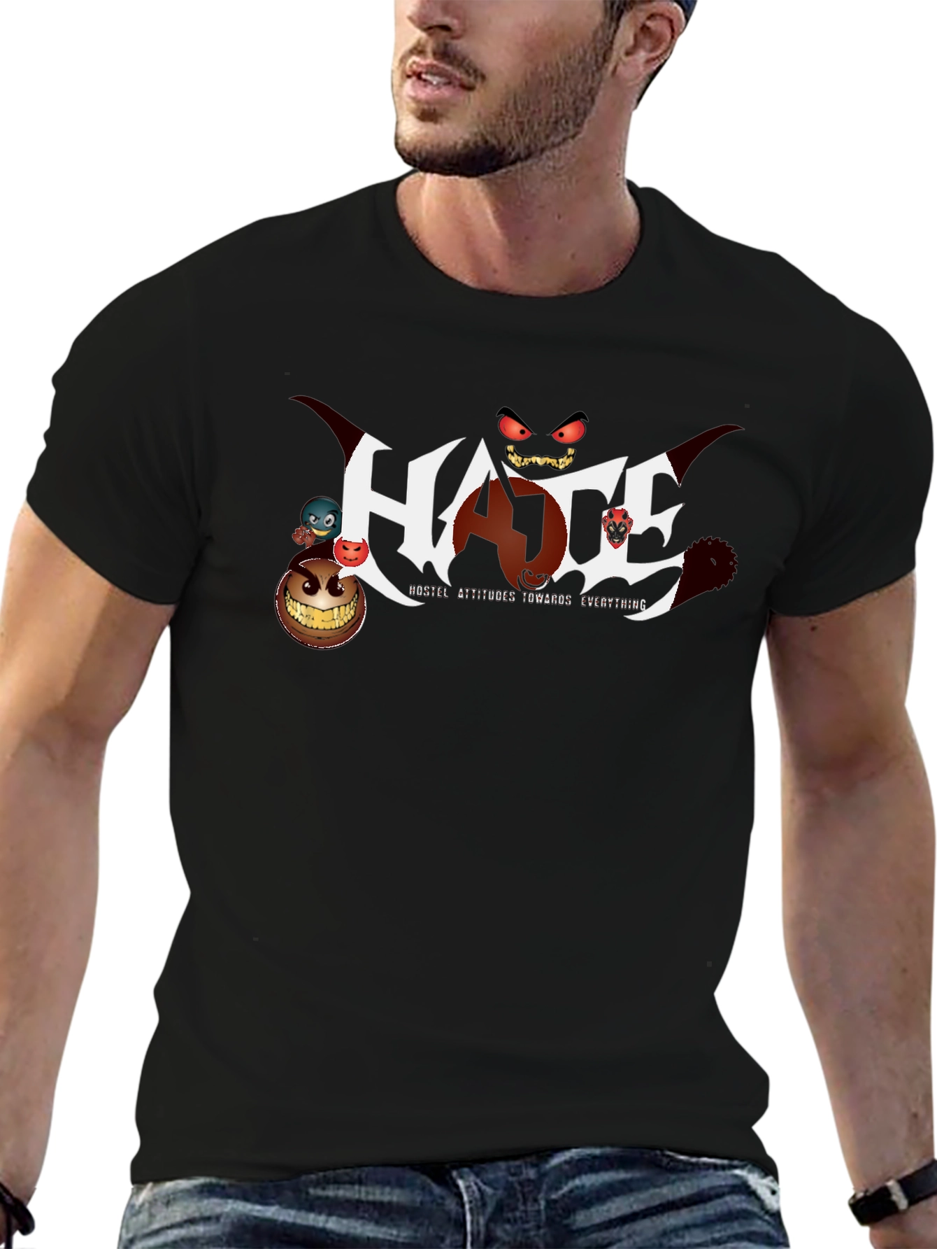 HATE Hostile Attitudes Black Graphic Tee