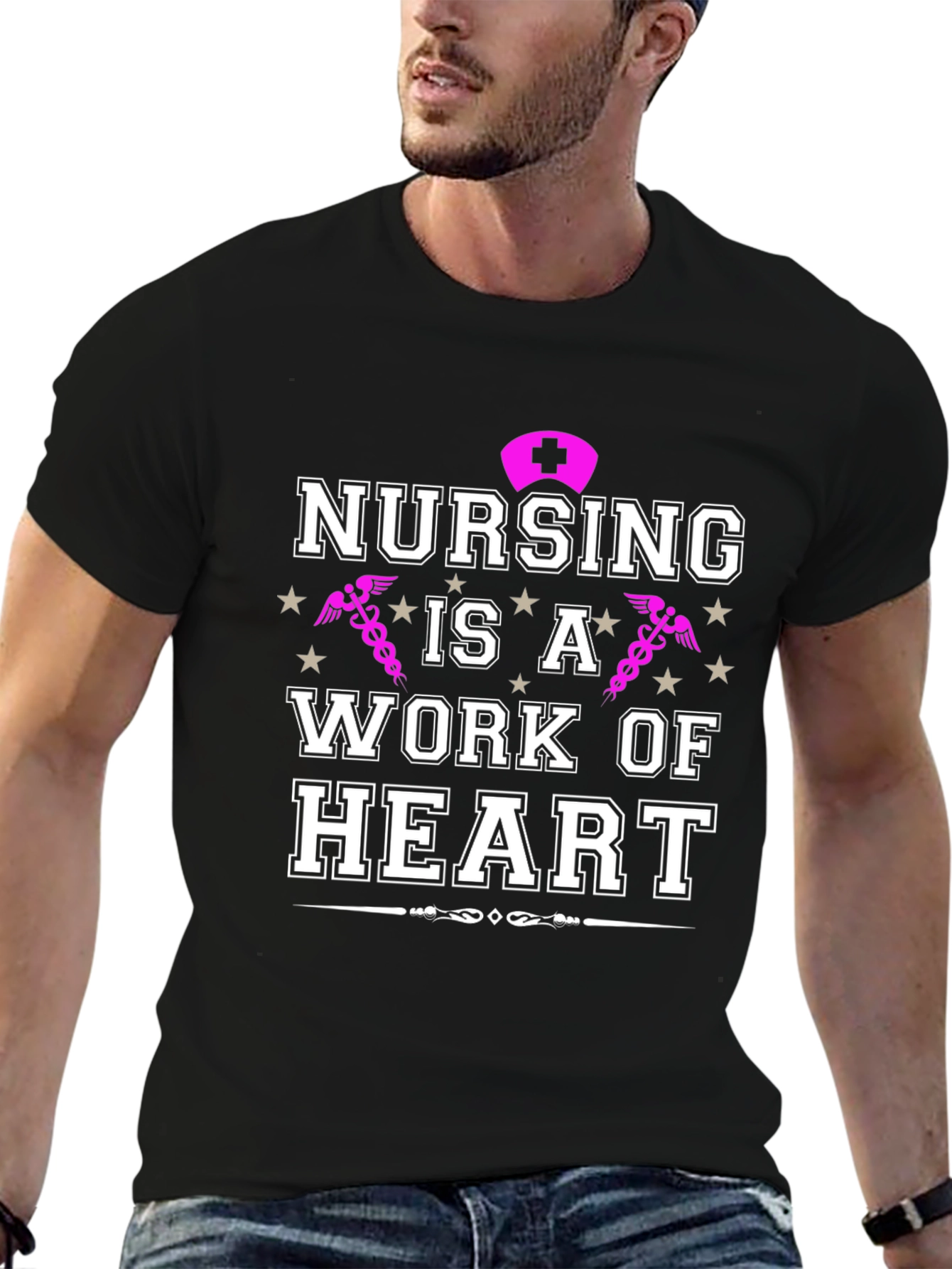 Nursing Is A Work Of Heart Graphic T-Shirt