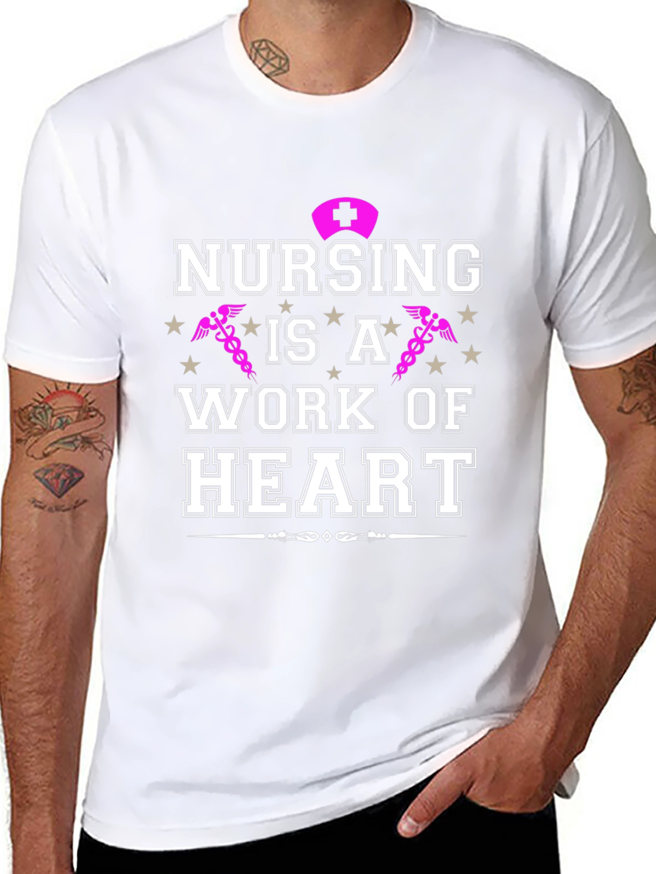 Nursing Is A Work Of Heart Graphic T-Shirt