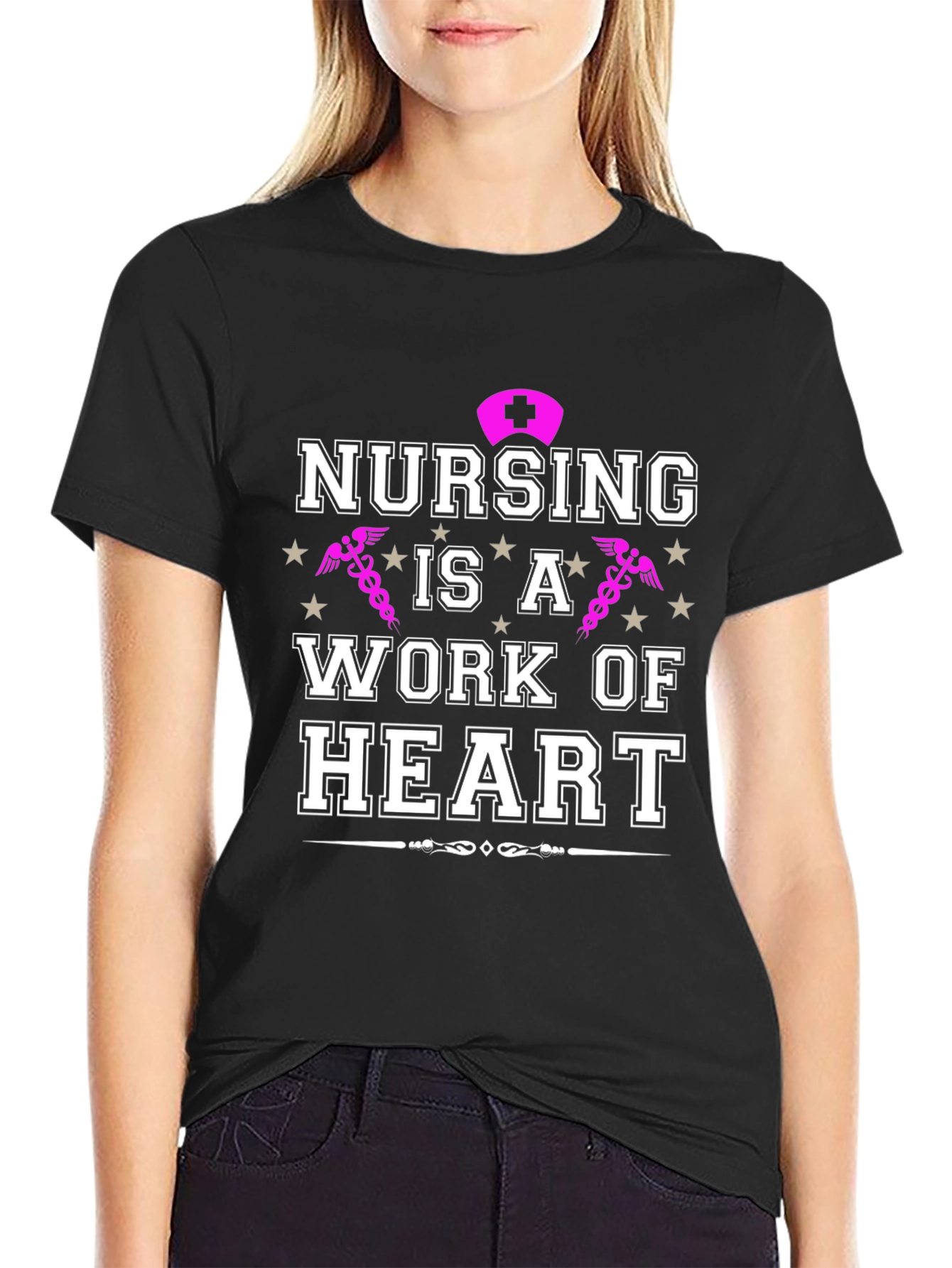 Nursing Is A Work Of Heart Graphic T-Shirt