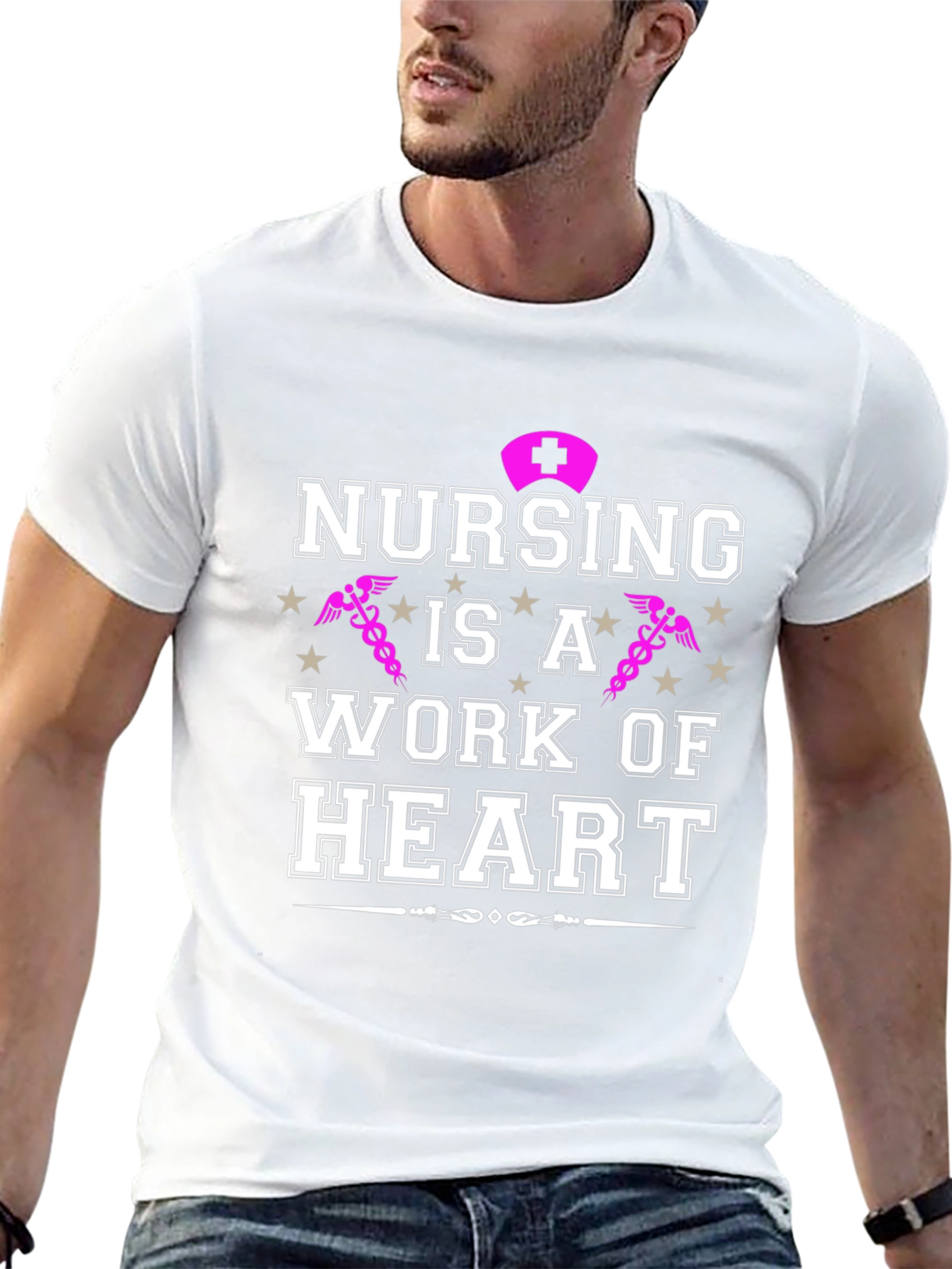 Nursing Is A Work Of Heart Graphic T-Shirt