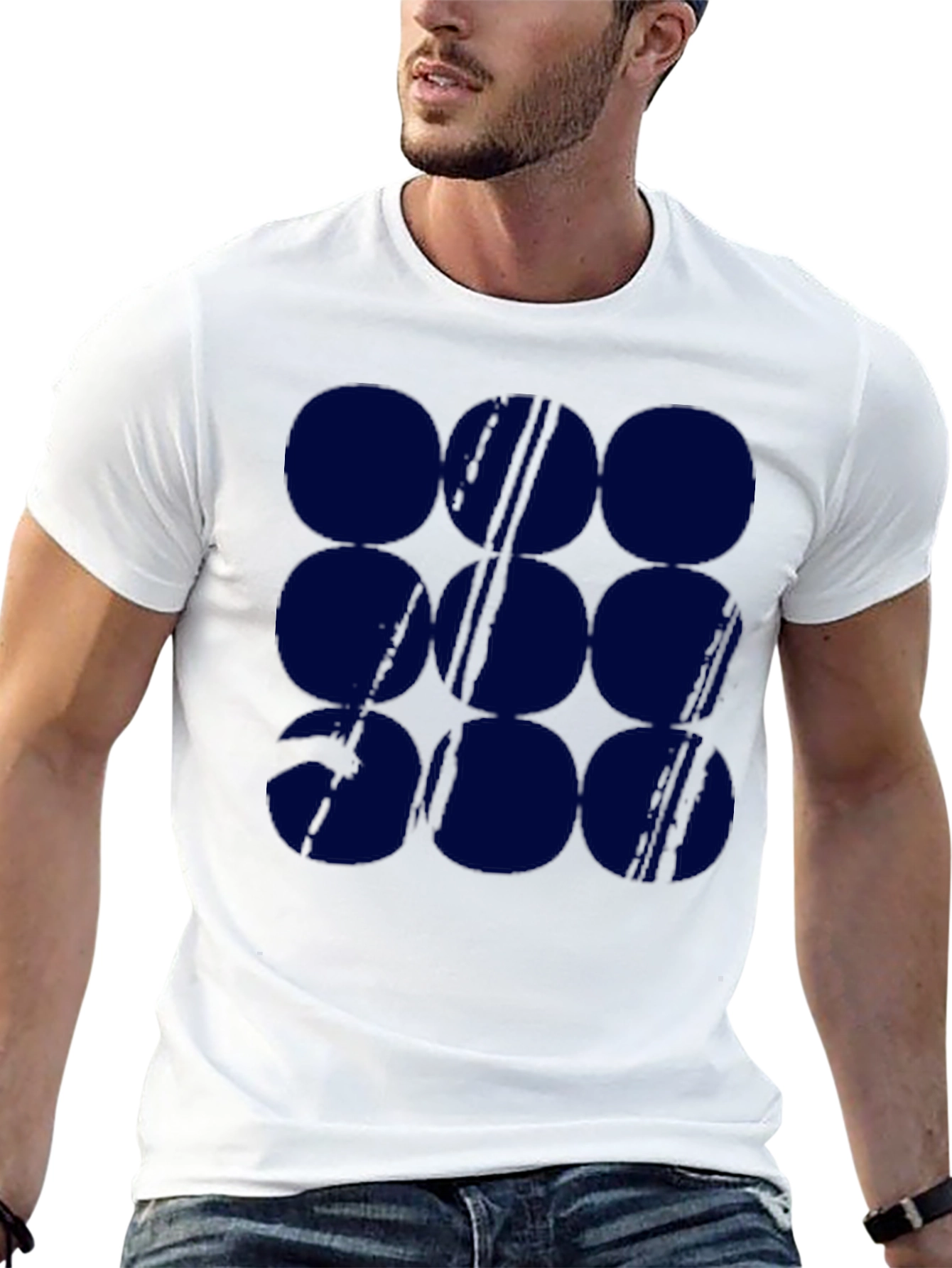 Graphic Print Tee - Navy Circles Pattern