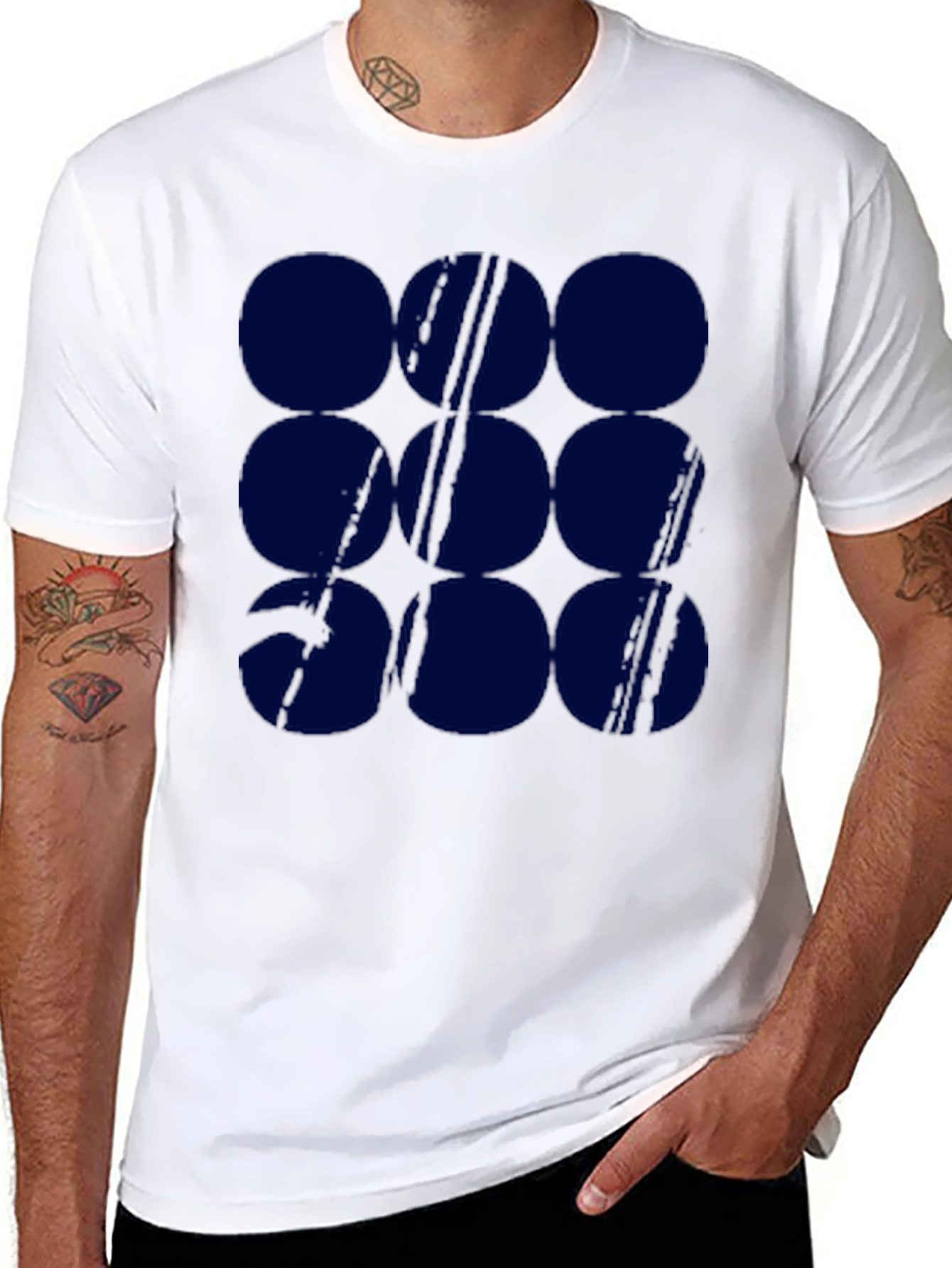 Graphic Print Tee - Navy Circles Pattern