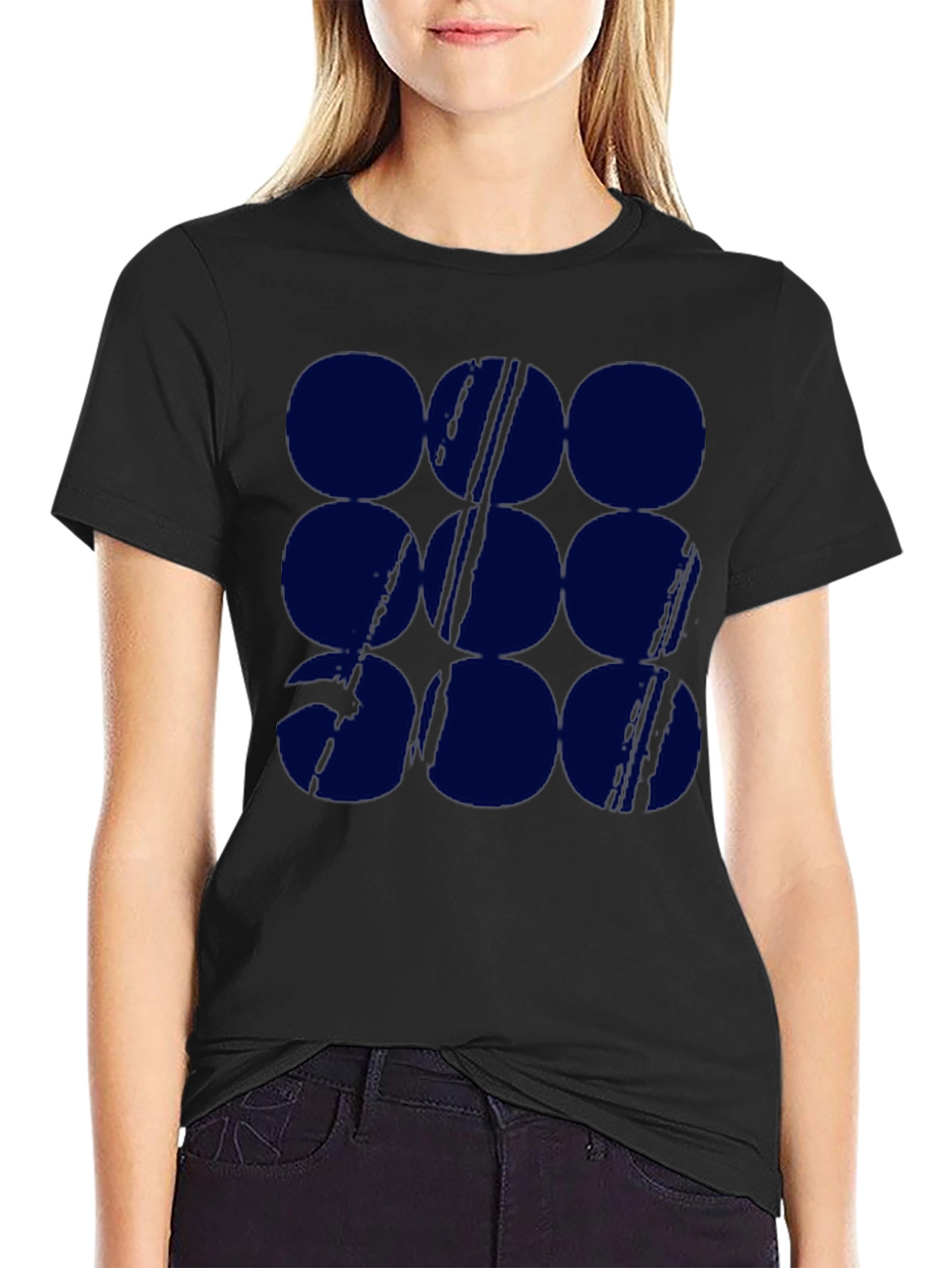 Graphic Print Tee - Navy Circles Pattern