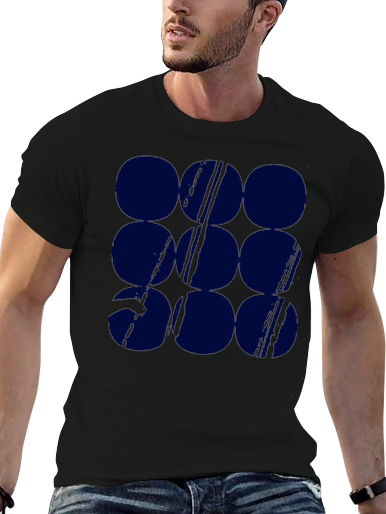 Graphic Print Tee - Navy Circles Pattern