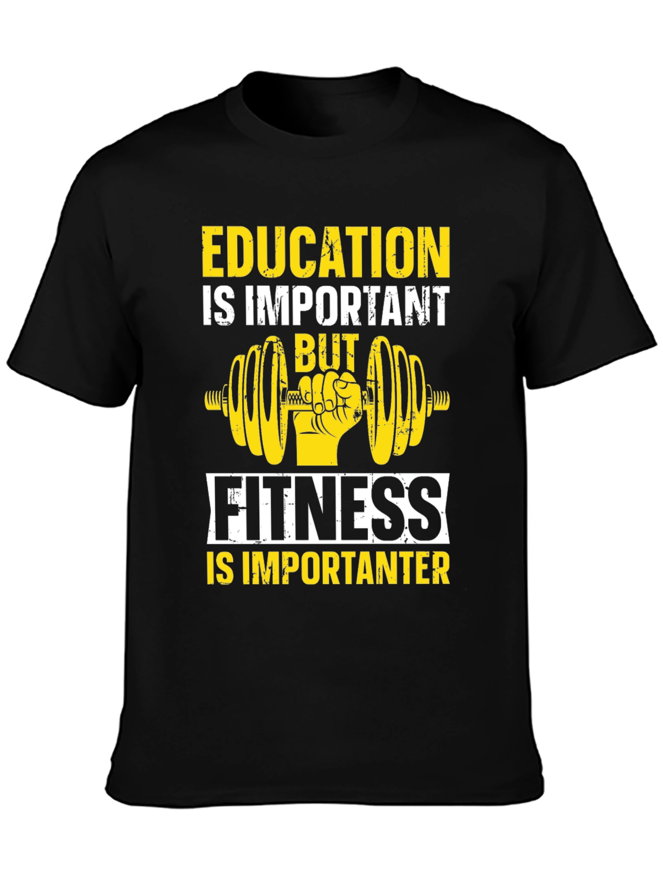 Education vs Fitness Graphic T-Shirt