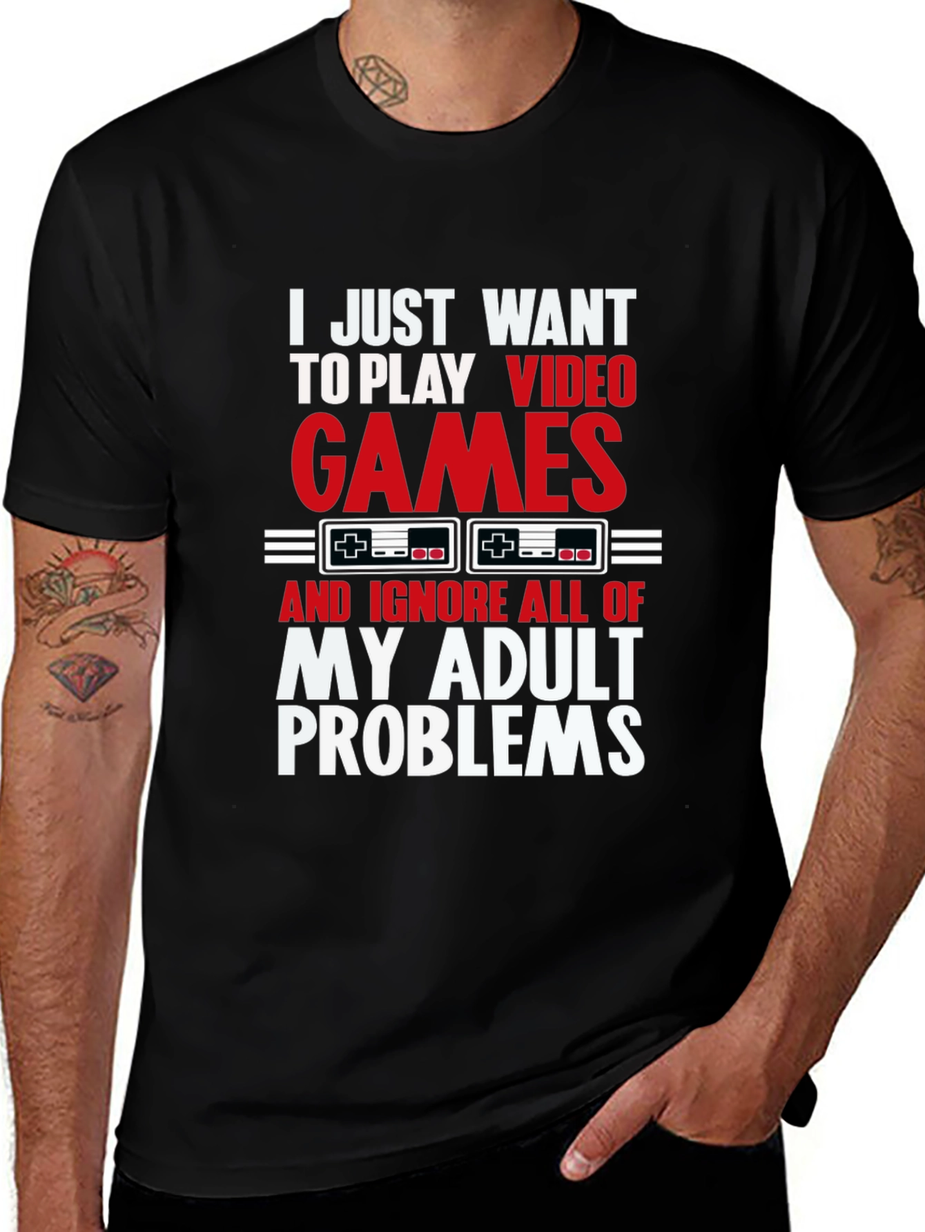 Gamer T-Shirt - Video Games & Adult Problems Tee