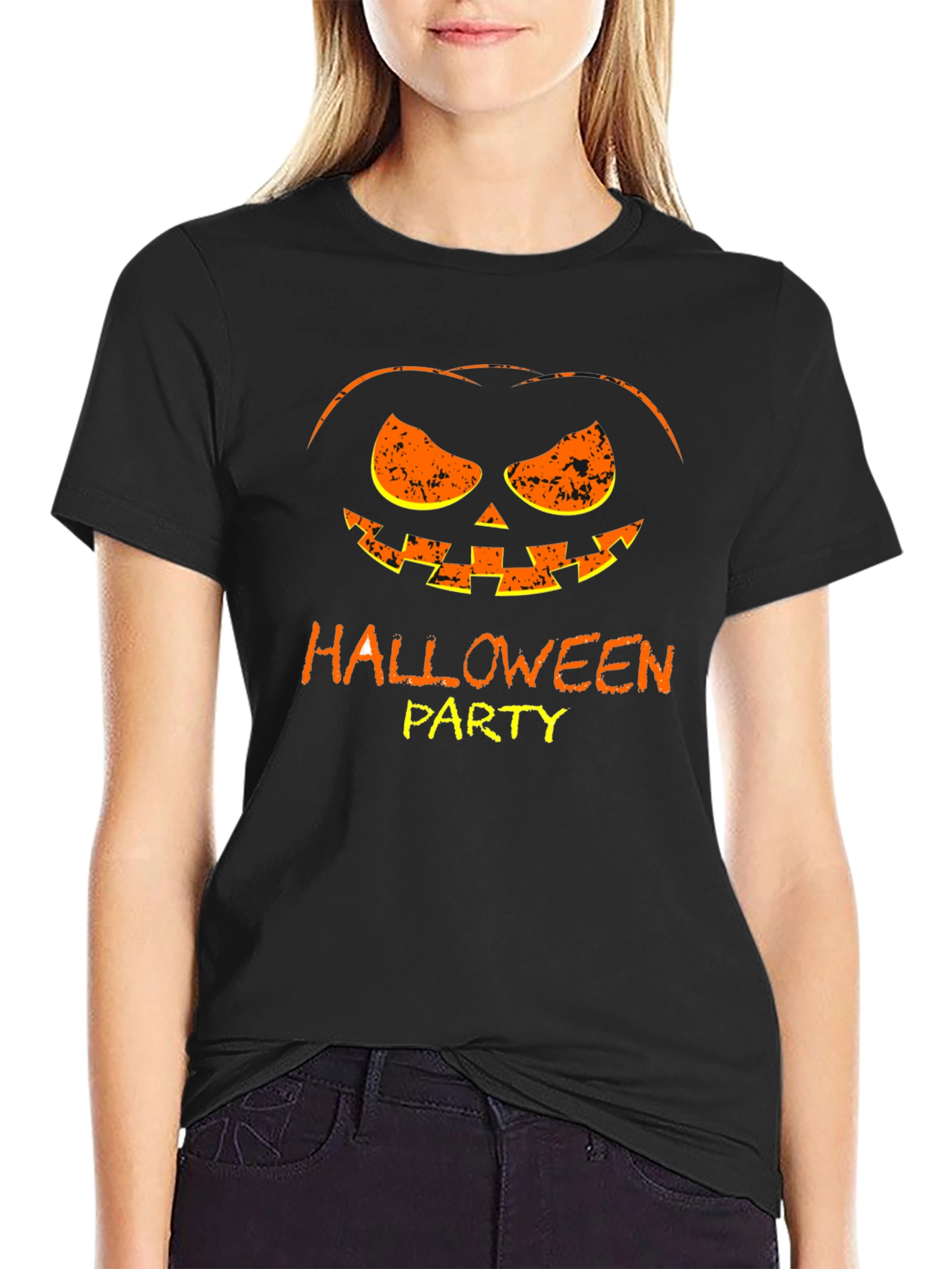 Halloween Party Pumpkin Face Graphic Tee