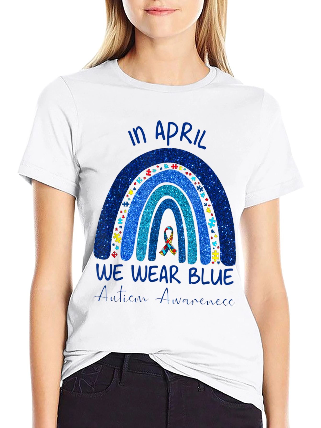 Autism Awareness Rainbow T-Shirt - We Wear Blue