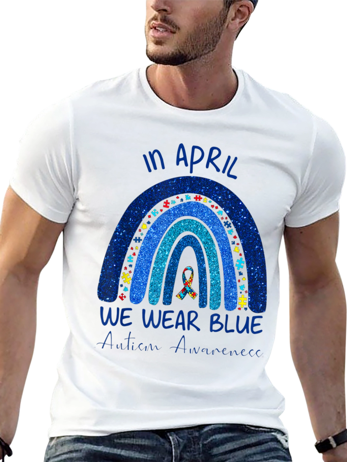 Autism Awareness Rainbow T-Shirt - We Wear Blue
