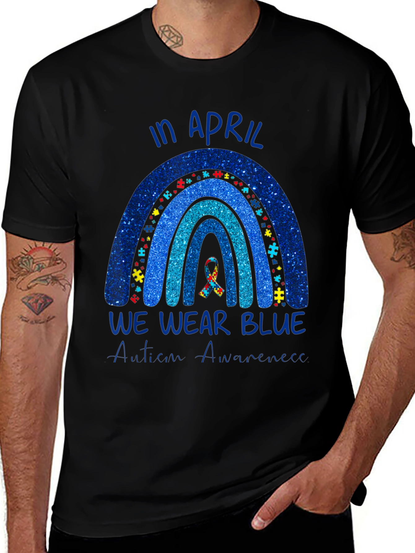 Autism Awareness Rainbow T-Shirt - We Wear Blue