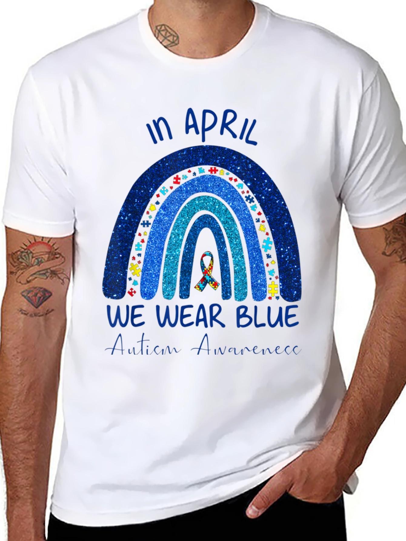 Autism Awareness Rainbow T-Shirt - We Wear Blue