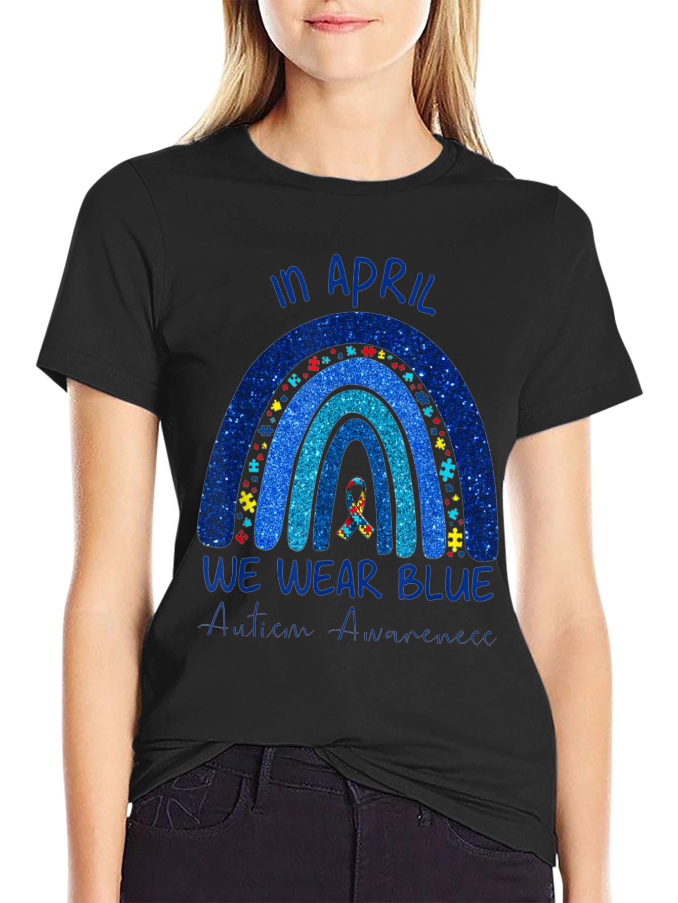 Autism Awareness Rainbow T-Shirt - We Wear Blue