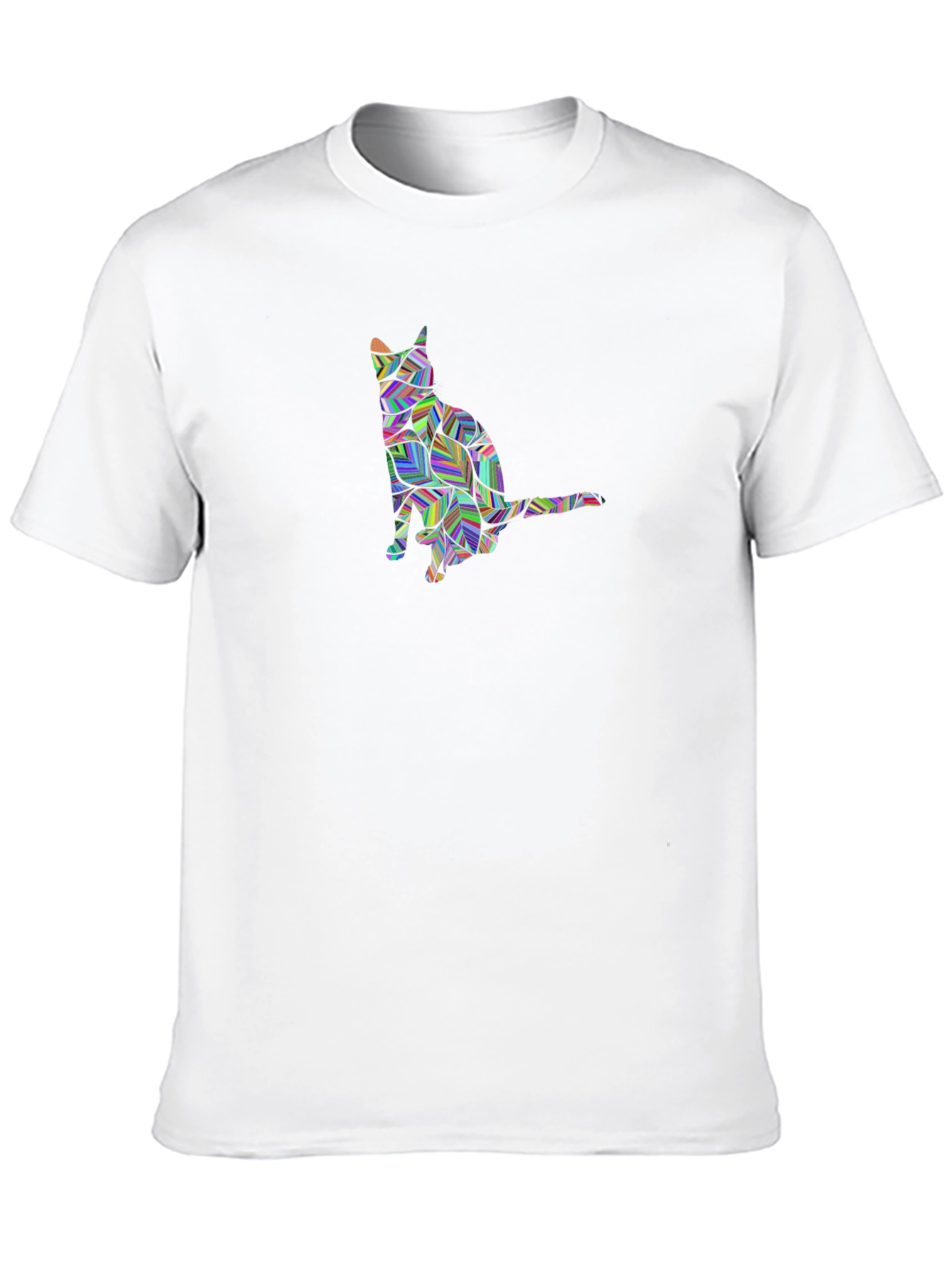 Geometric Cat Graphic Black T-Shirt