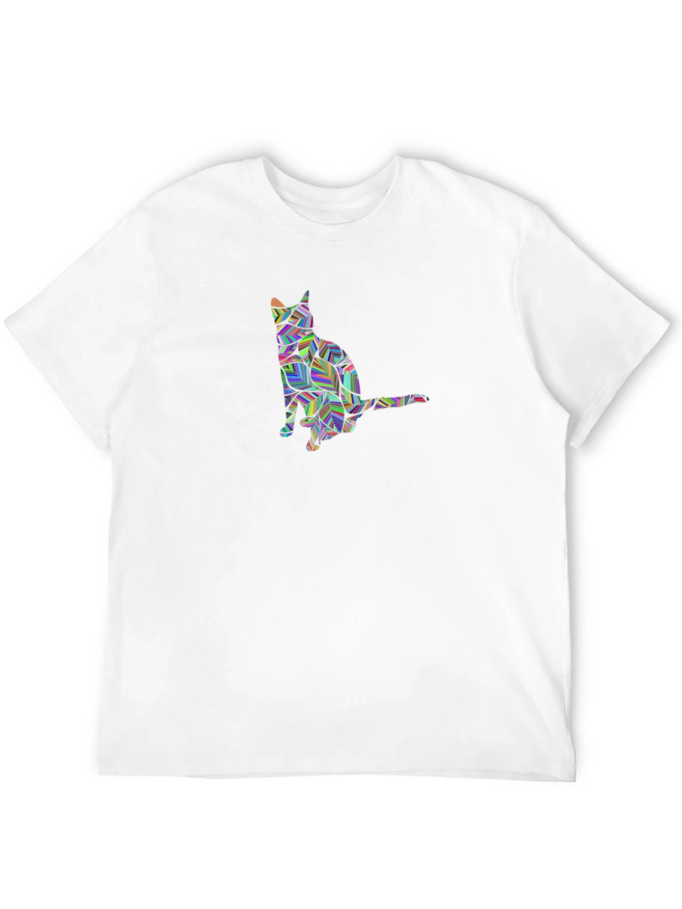 Geometric Cat Graphic Black T-Shirt