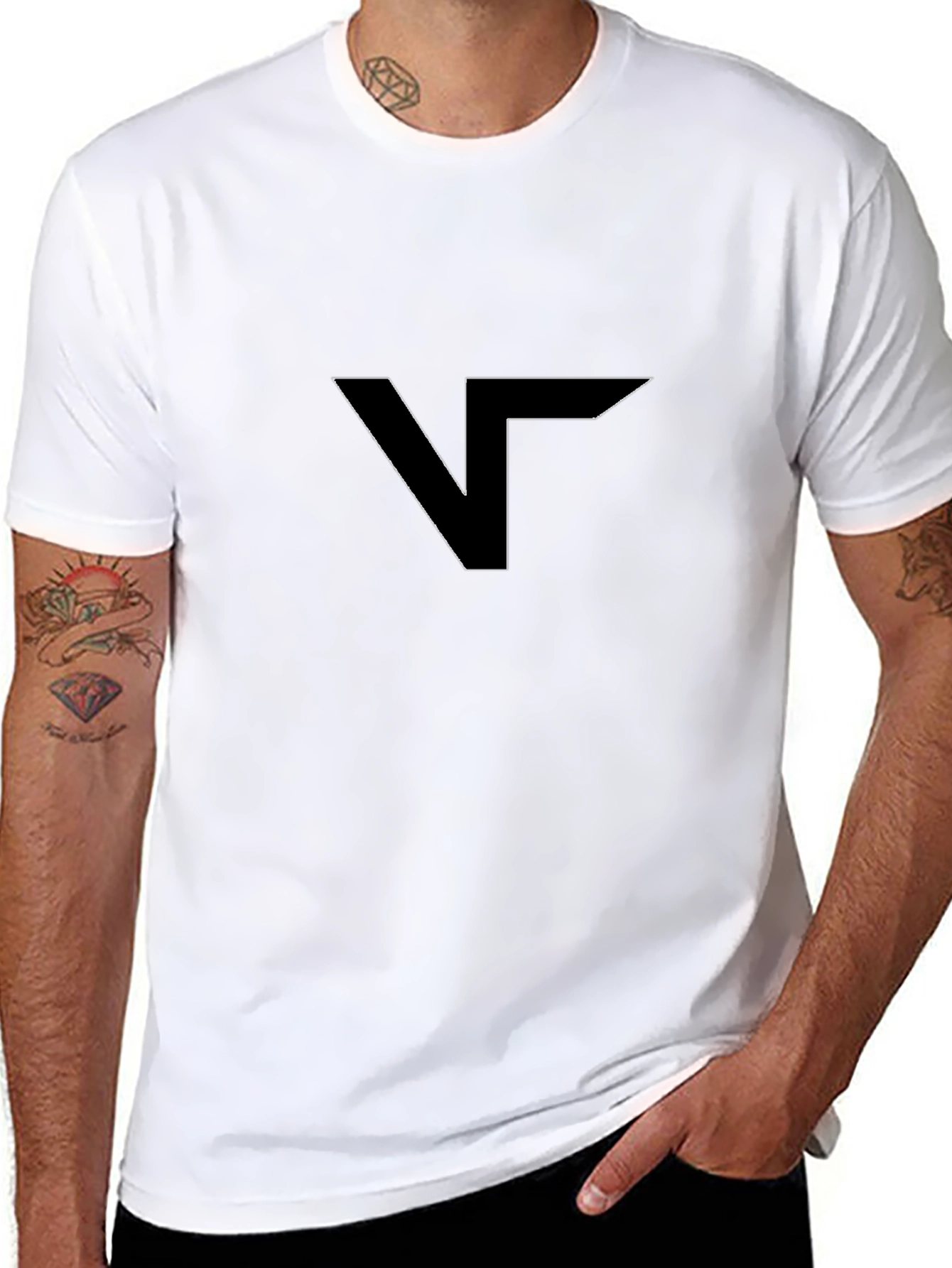 Modern Black T-Shirt with Geometric V Logo