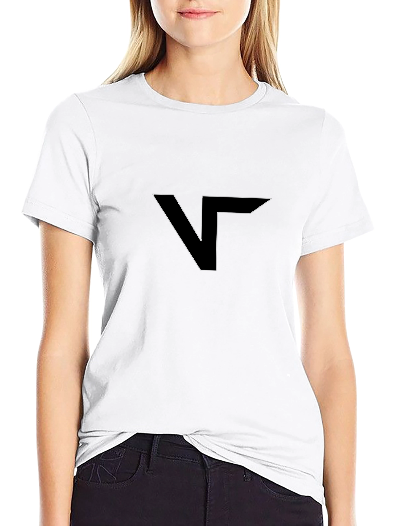 Modern Black T-Shirt with Geometric V Logo