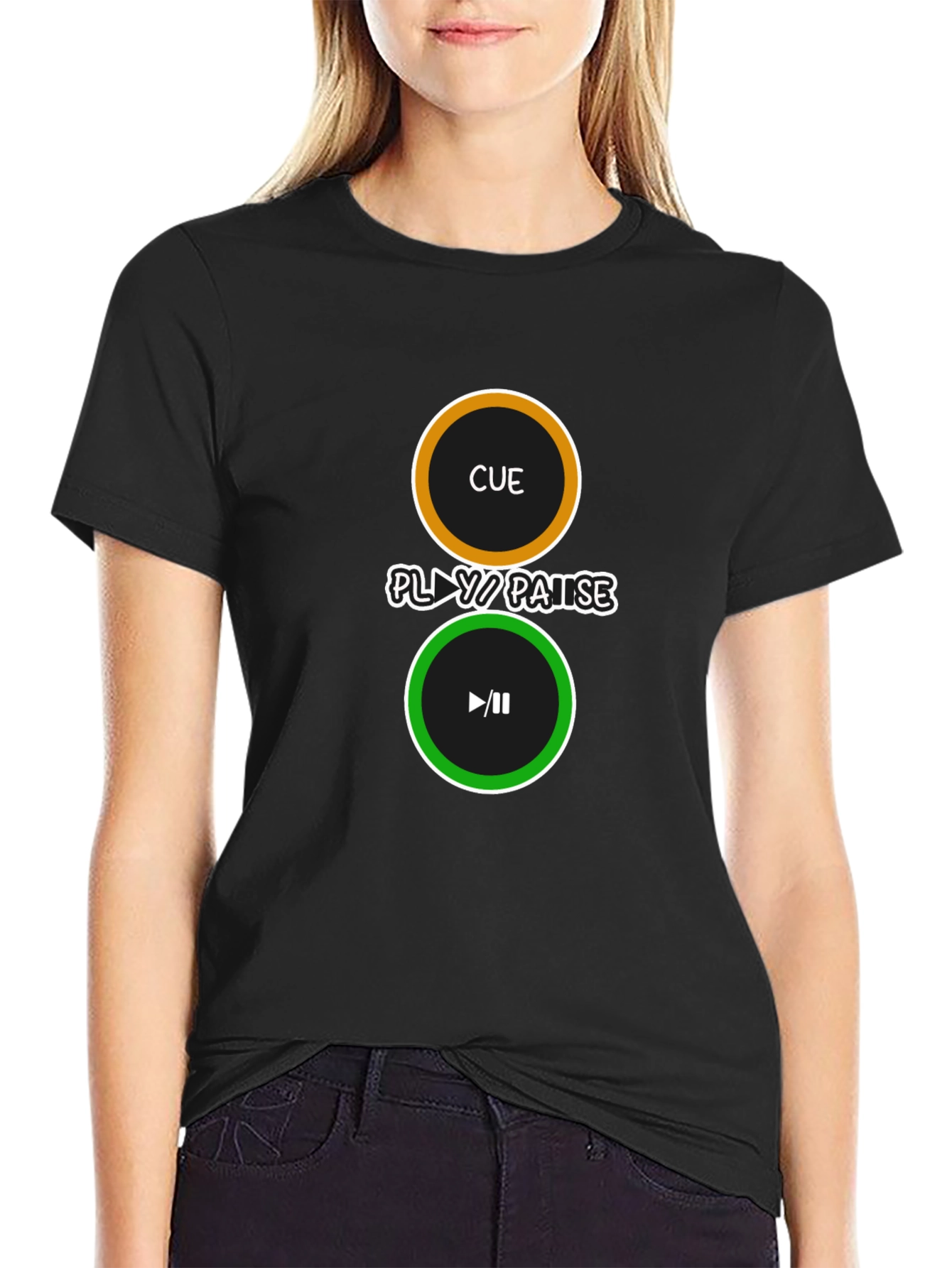 Cue Play/Pause Black Graphic Tee