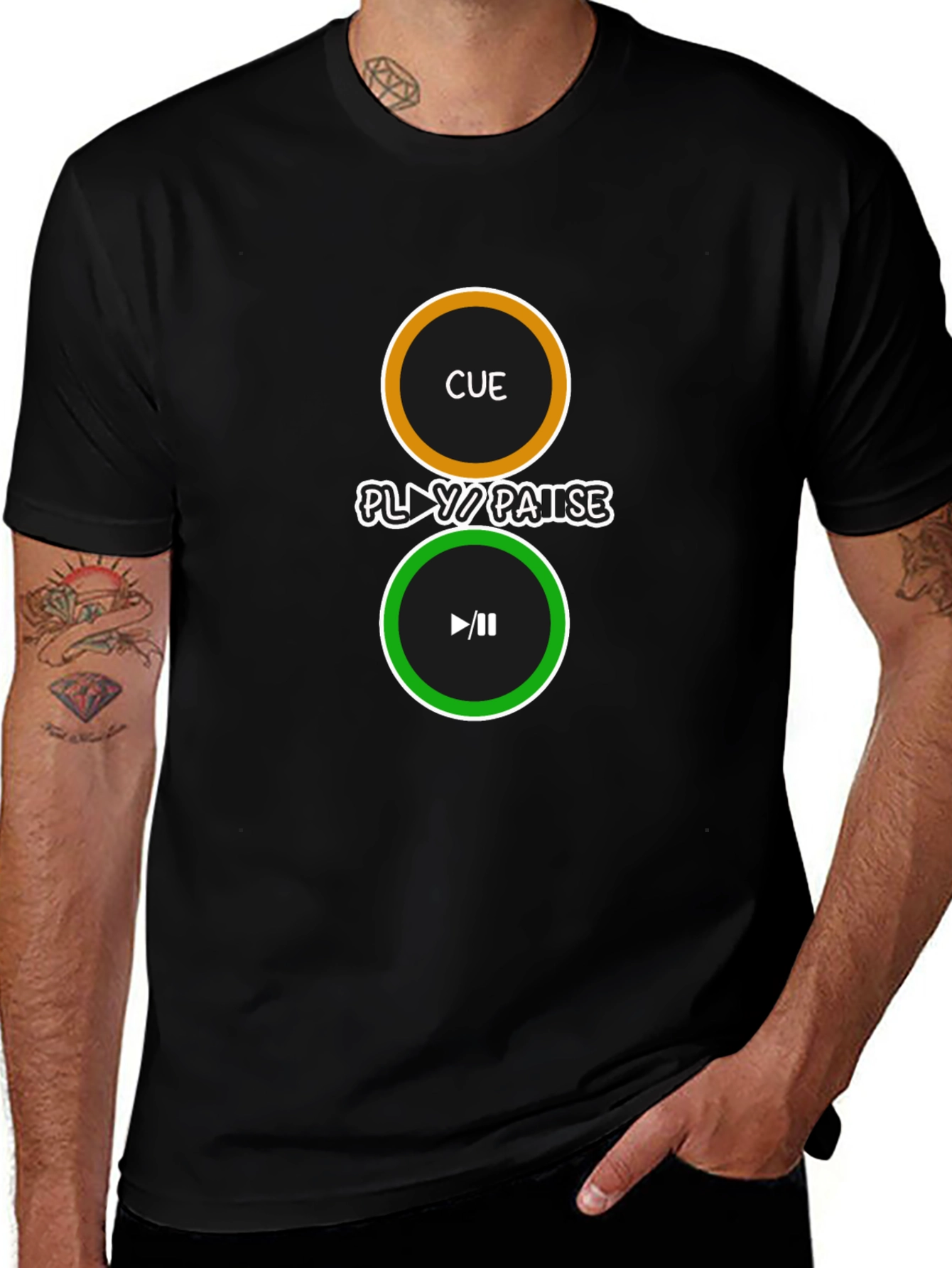 Cue Play/Pause Black Graphic Tee
