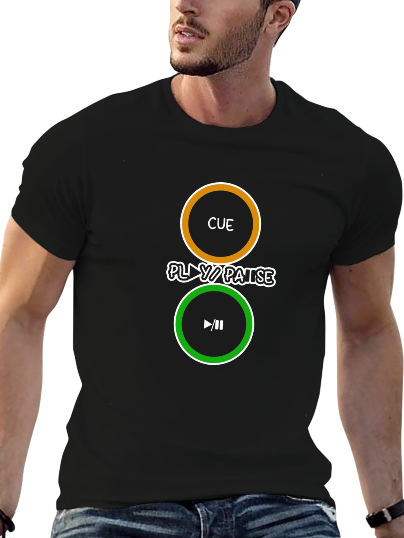 Cue Play/Pause Black Graphic Tee