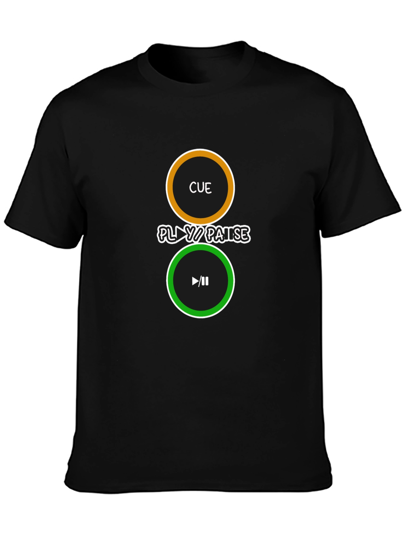 Cue Play/Pause Black Graphic Tee