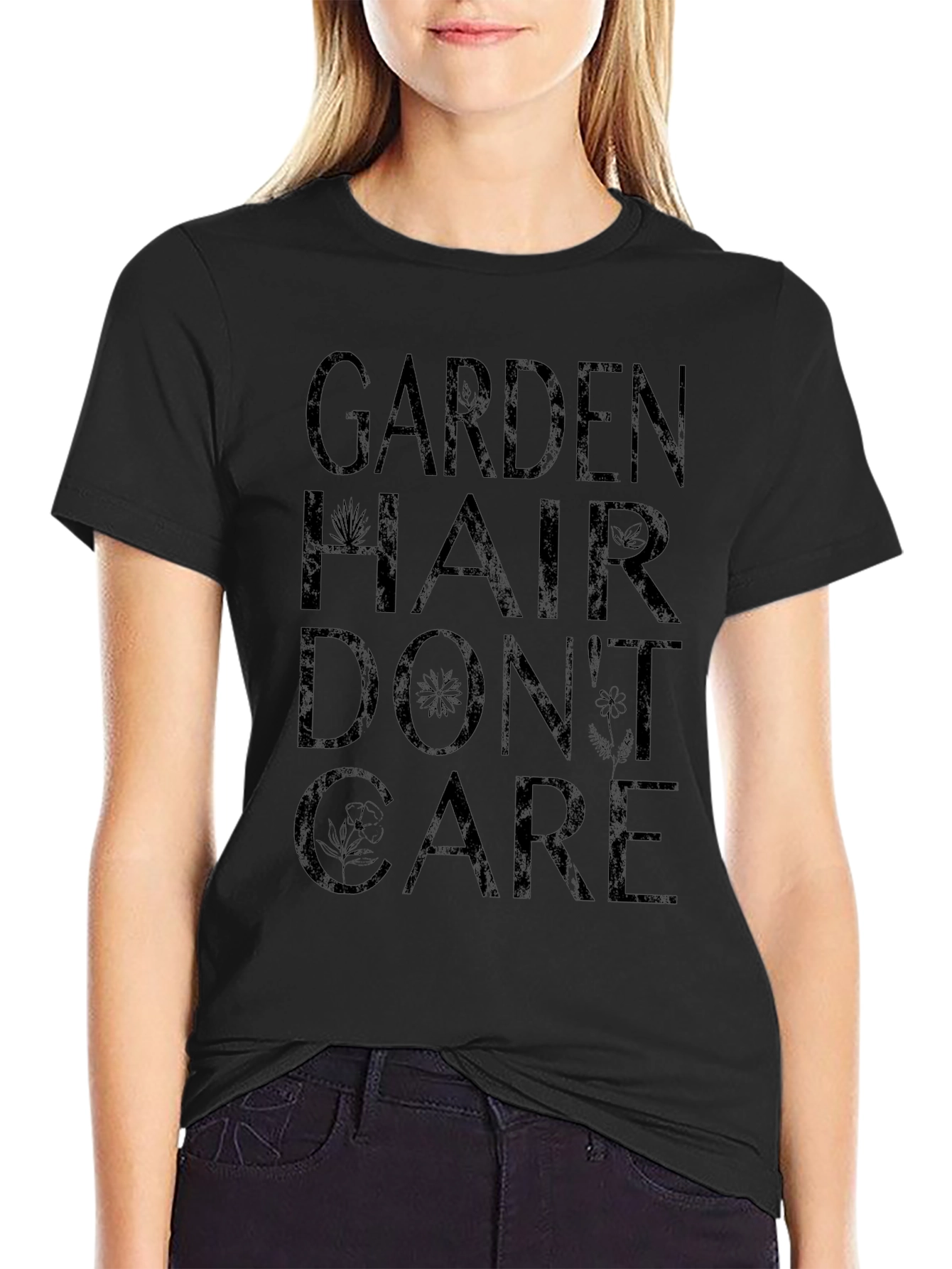 Garden Hair Dont Care Graphic Tee - Black