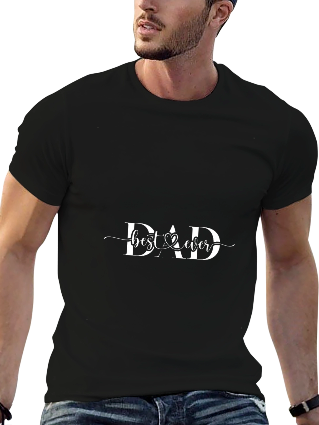 Best Dad Ever Graphic Tee - Black Cotton T-Shirt