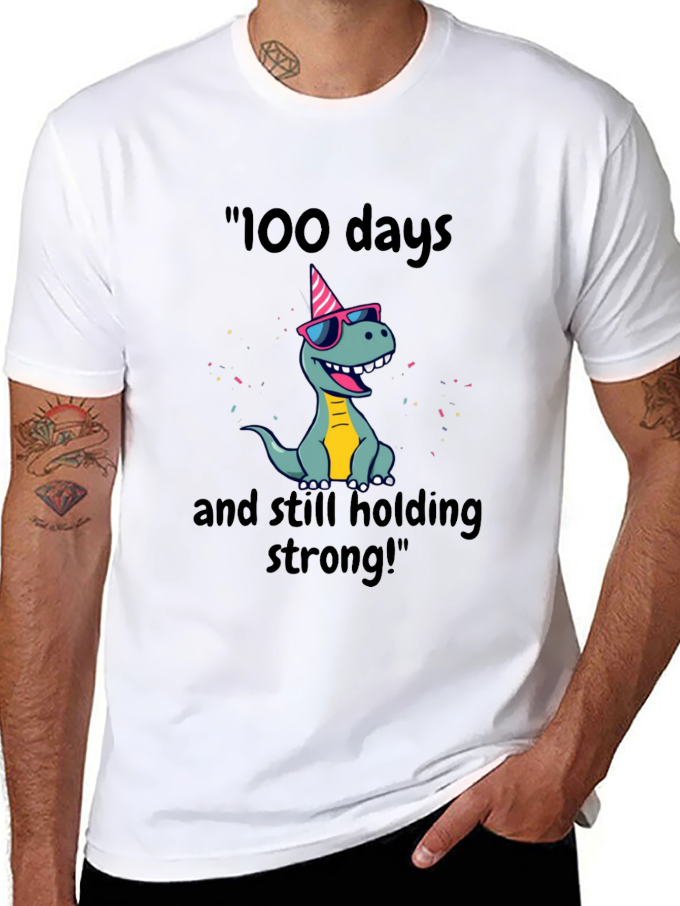 100 Days Strong Dino T-Shirt