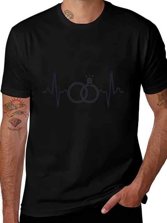 Heartbeat Wedding Rings Graphic T-Shirt