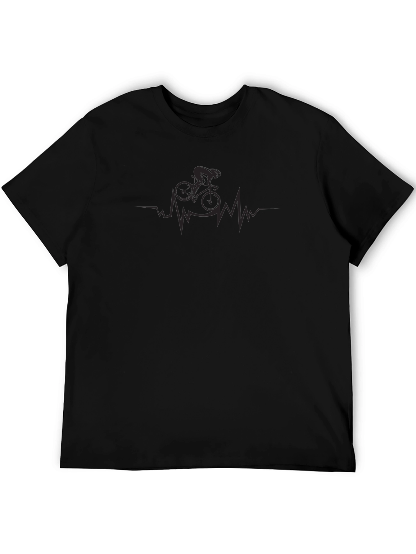 Cycling Heartbeat T-Shirt -  Comfortable Black Tee