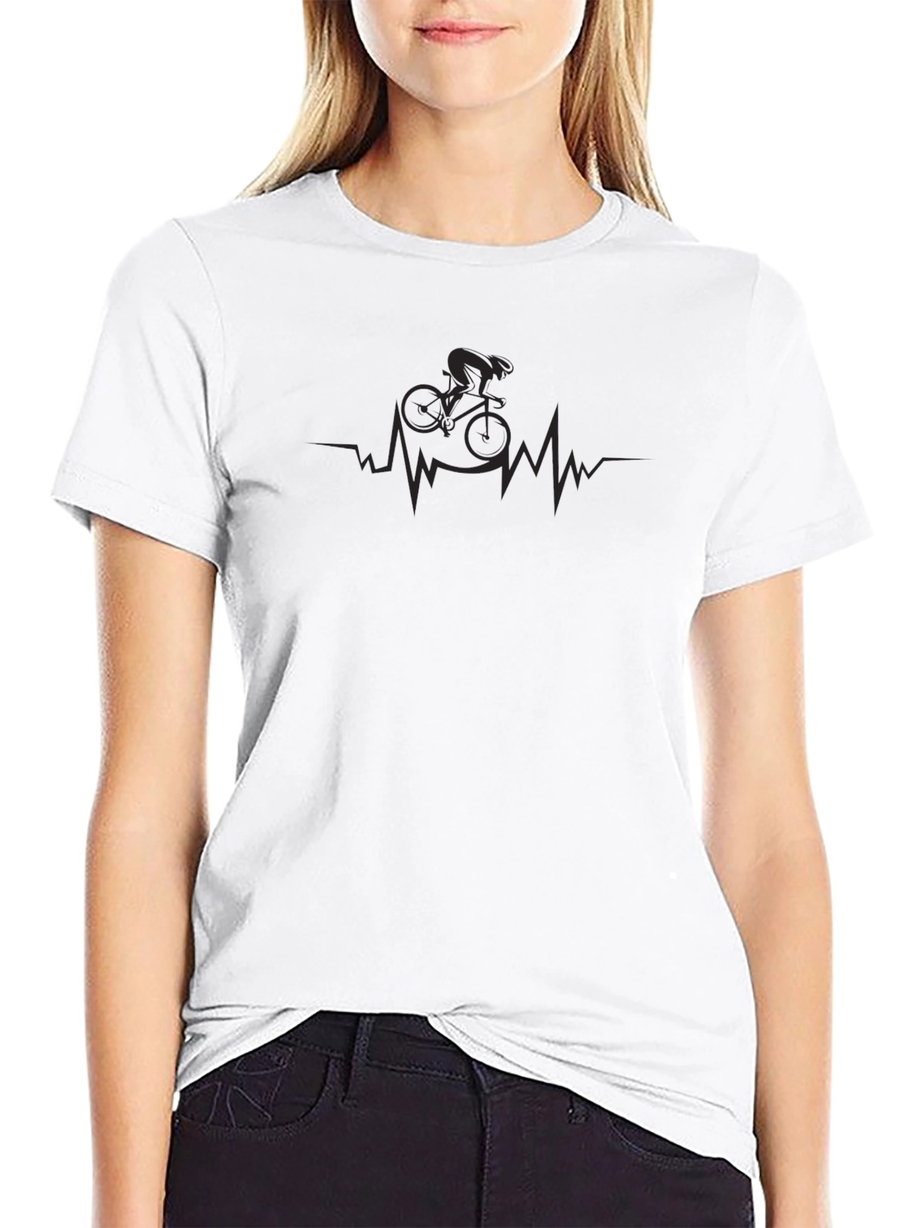 Cycling Heartbeat T-Shirt -  Comfortable Black Tee